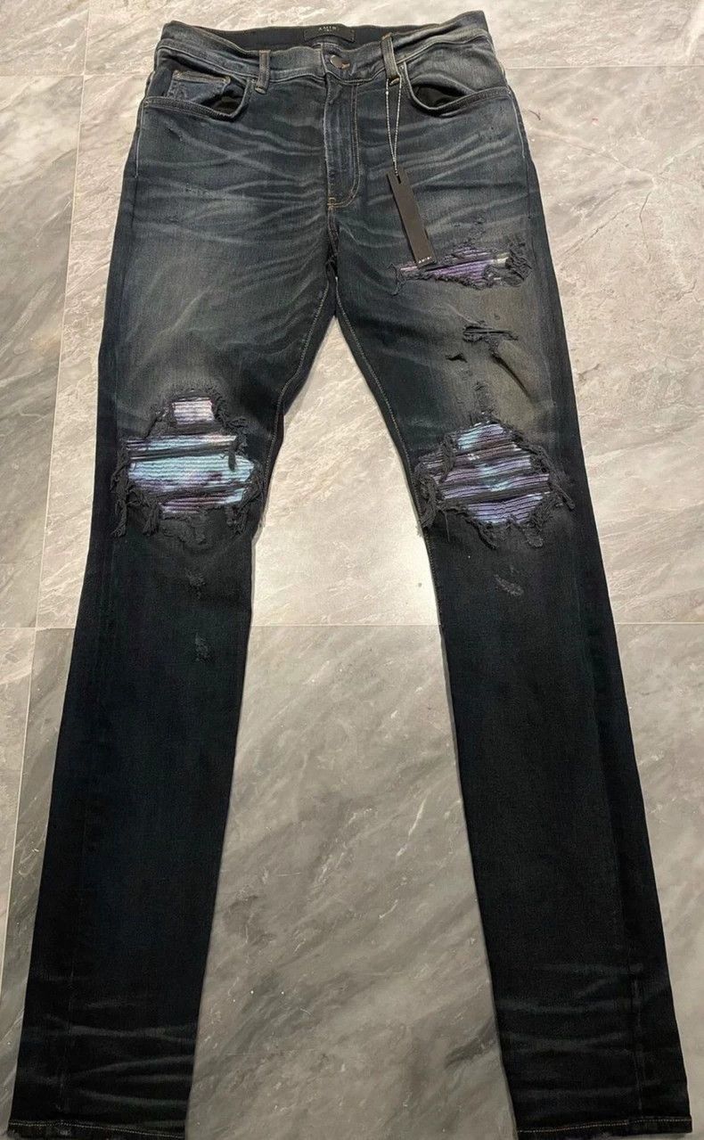 Amiri Amiri limited edition watercolor blue denim pants Size US 34 / EU 50 - 1 Thumbnail