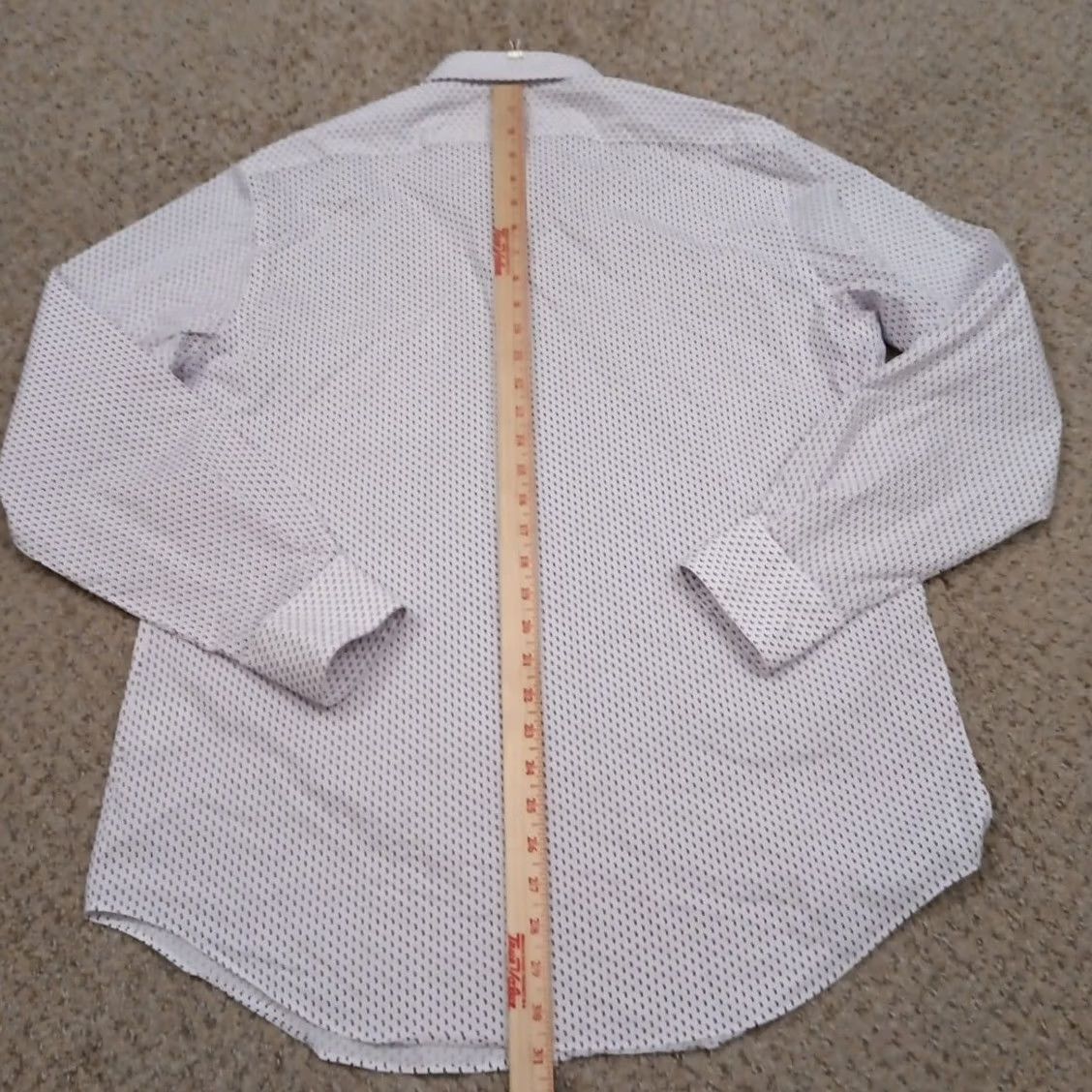Van Heusen Van Heusen Shirt Mens Large White Pink Geometric Long Sleeve Button Up Fitted Size US L / EU 52-54 / 3 - 6 Thumbnail