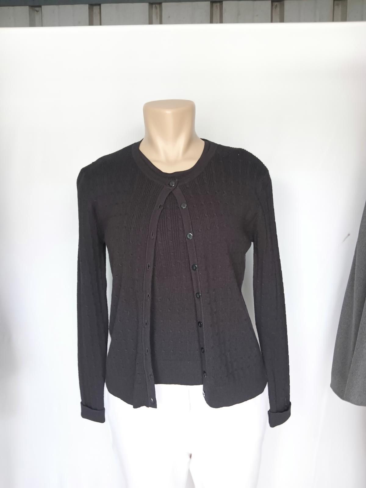 Joseph Abboud Chic Black Knit Joseph A Cardigan & Sleeveless Top Set Size L / US 10 / IT 46 - 2 Thumbnail