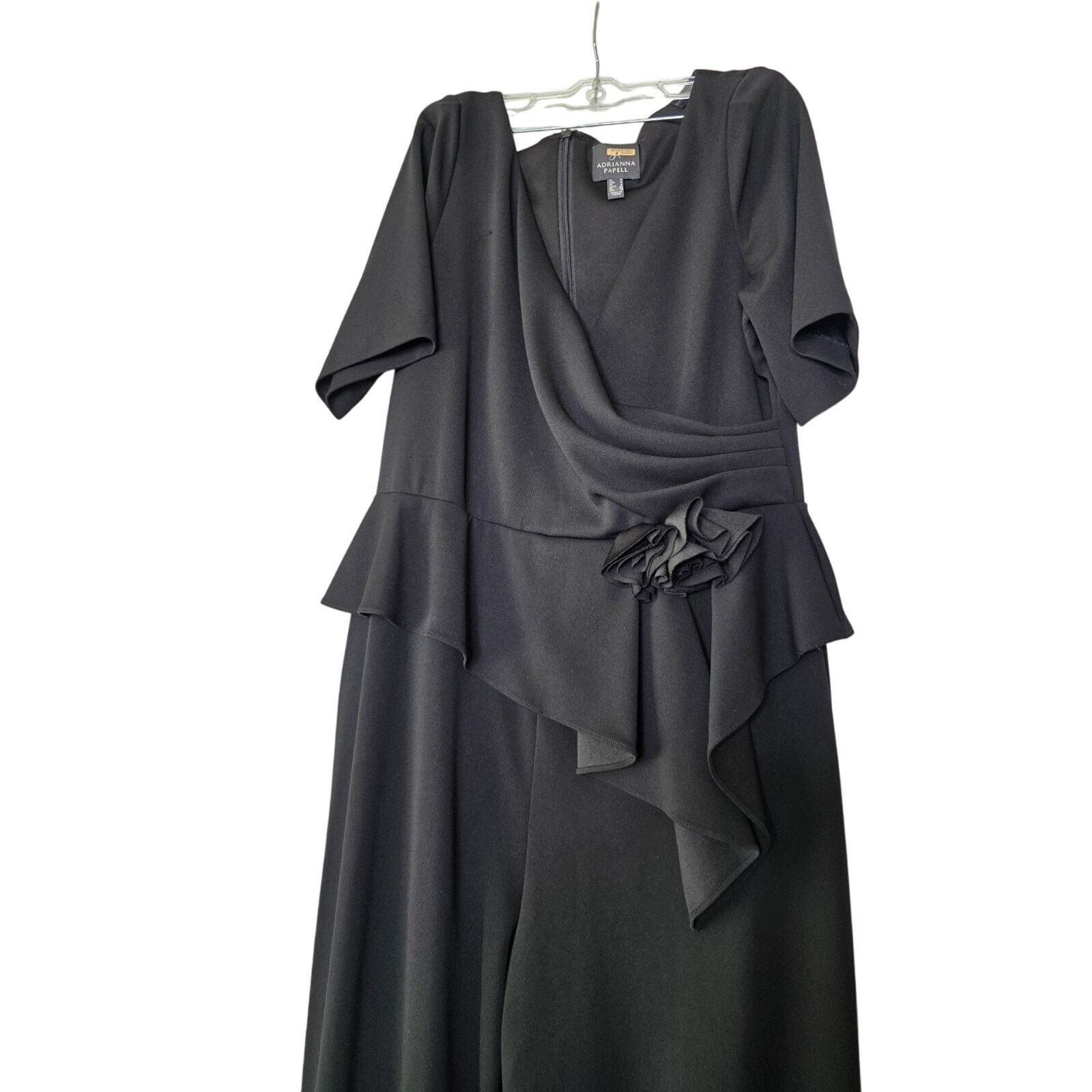 Adrianna Papell ADRIANNA PAPELL Womens Black Gathered Jumpsuit Size 42" / US 20 - 7 Thumbnail