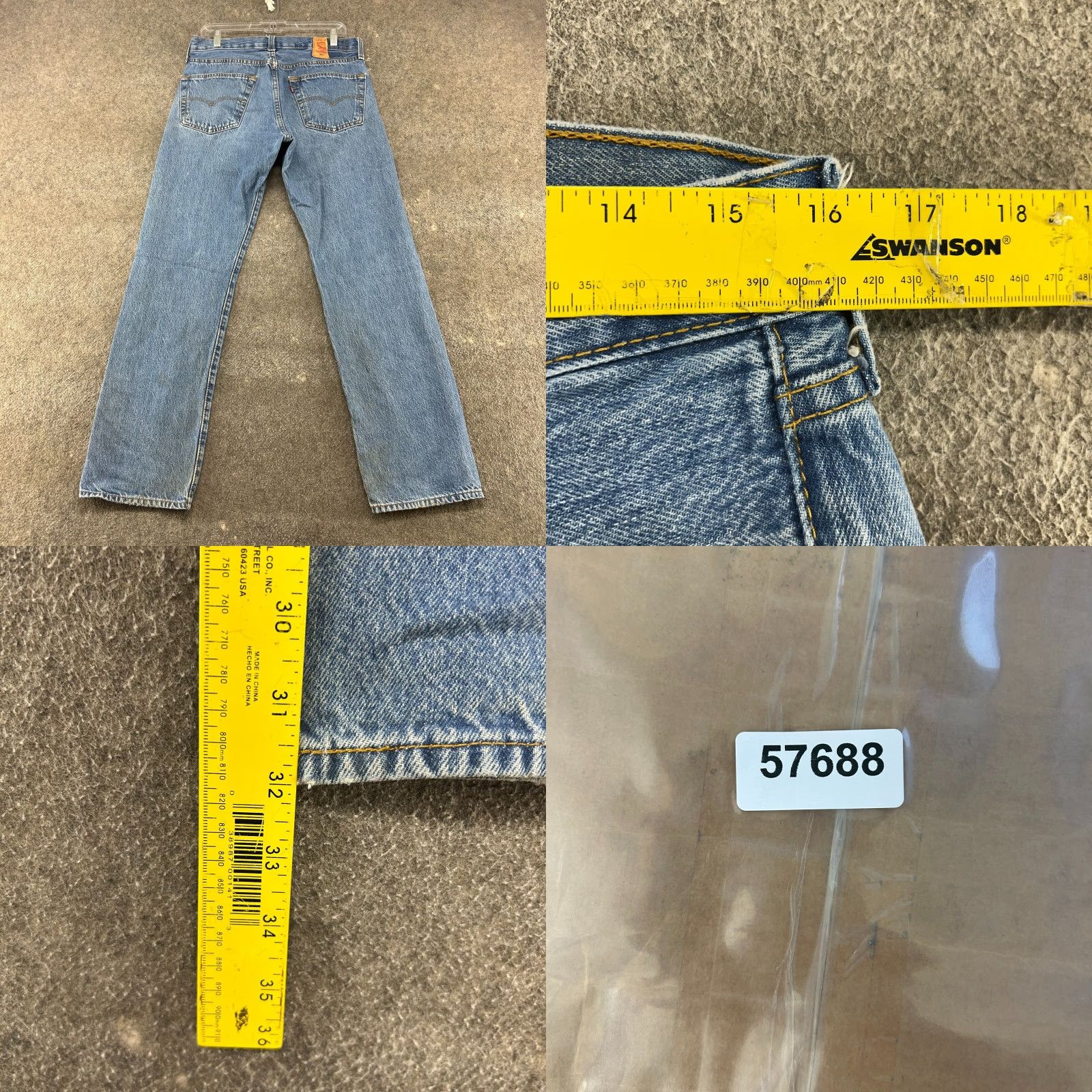 Levi's VINTAGE Levi's 501 Jeans Mens 32x32 Blue Distressed Regular Fit Straight Levi's 500 Series Denim Cotton Blend Inseam 32 Men LA Size US 32 / EU 48 - 9 Thumbnail