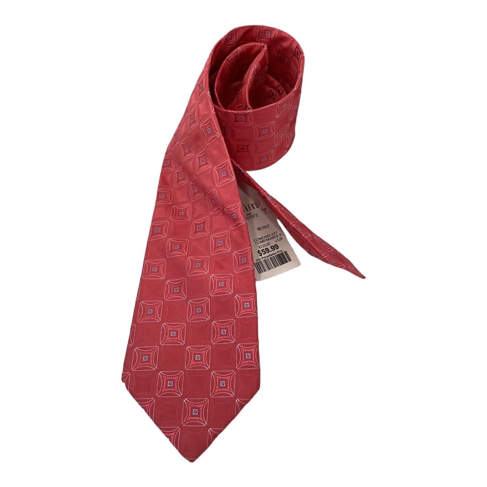 Ike Behar IKE BEHAR Red Geometric Luxury Designer Silk Tie Made In USA Size ONE SIZE - 1 Thumbnail