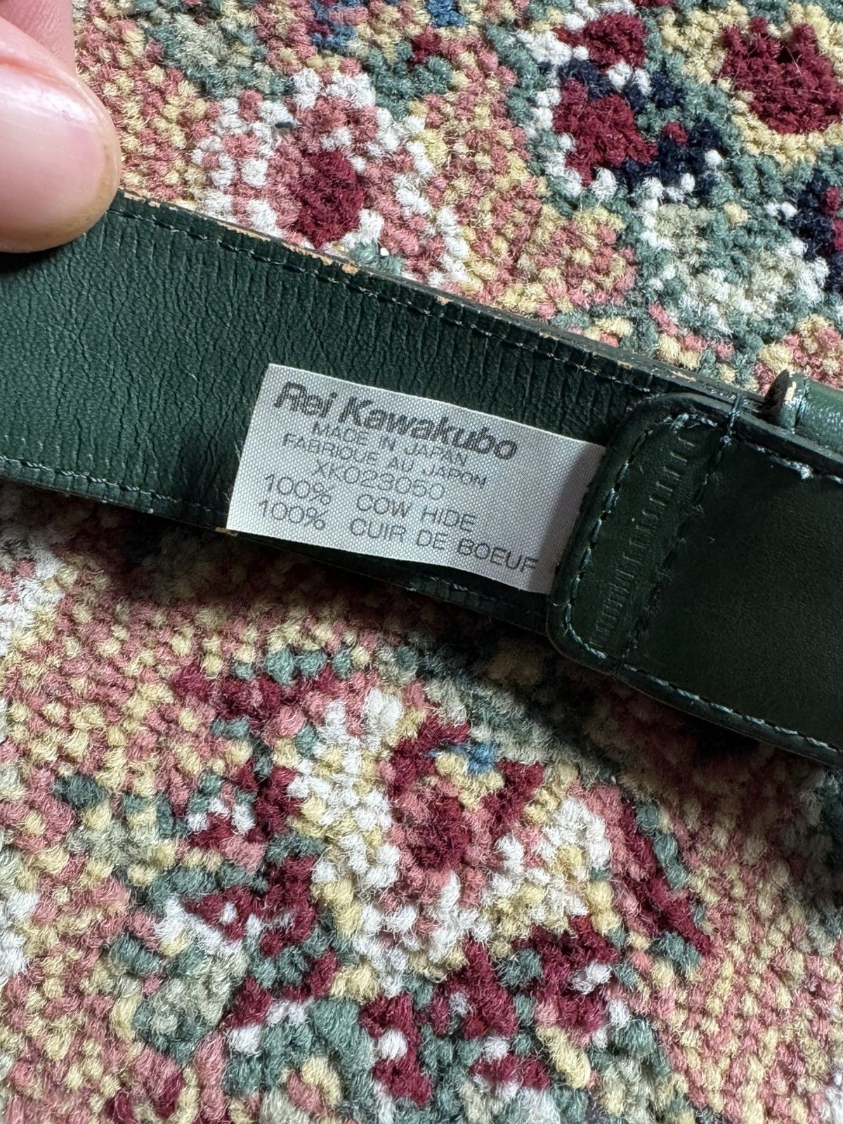 Comme des Garcons Homme Plus CDG Homme Plus Rei Kawakubo brass buckle Green leather belt Size 30 - 3 Thumbnail