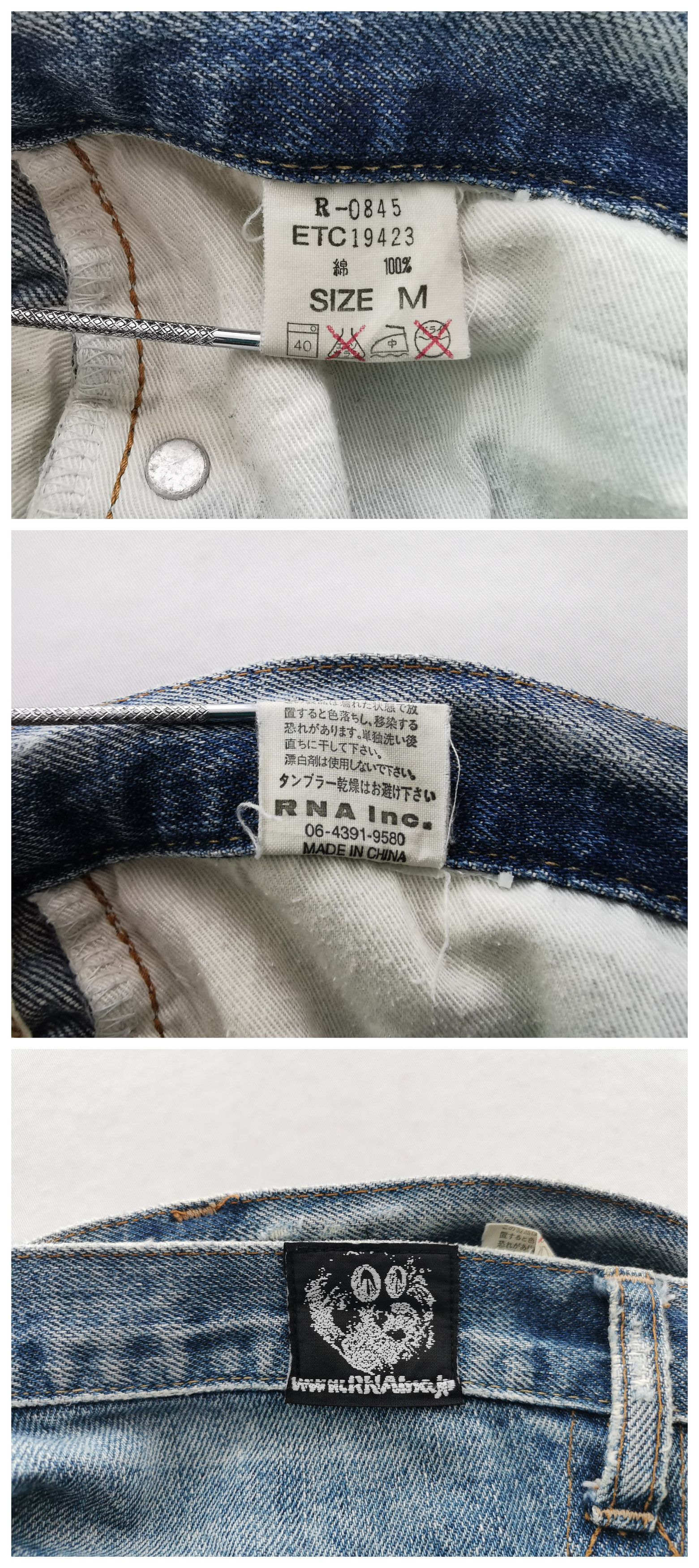 Japanese Brand Distressed Vintage RNA Bondage Denim Jeans Size M Waist 33 Size US 32 / EU 48 - 8 Thumbnail
