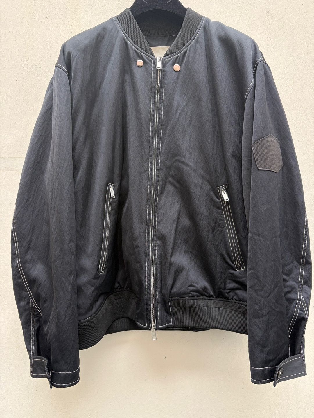 Jil Sander JIL SANDER BLACK Satin Patch Bomber jacket MA-1 Size US XL / EU 56 / 4 - 12 Thumbnail