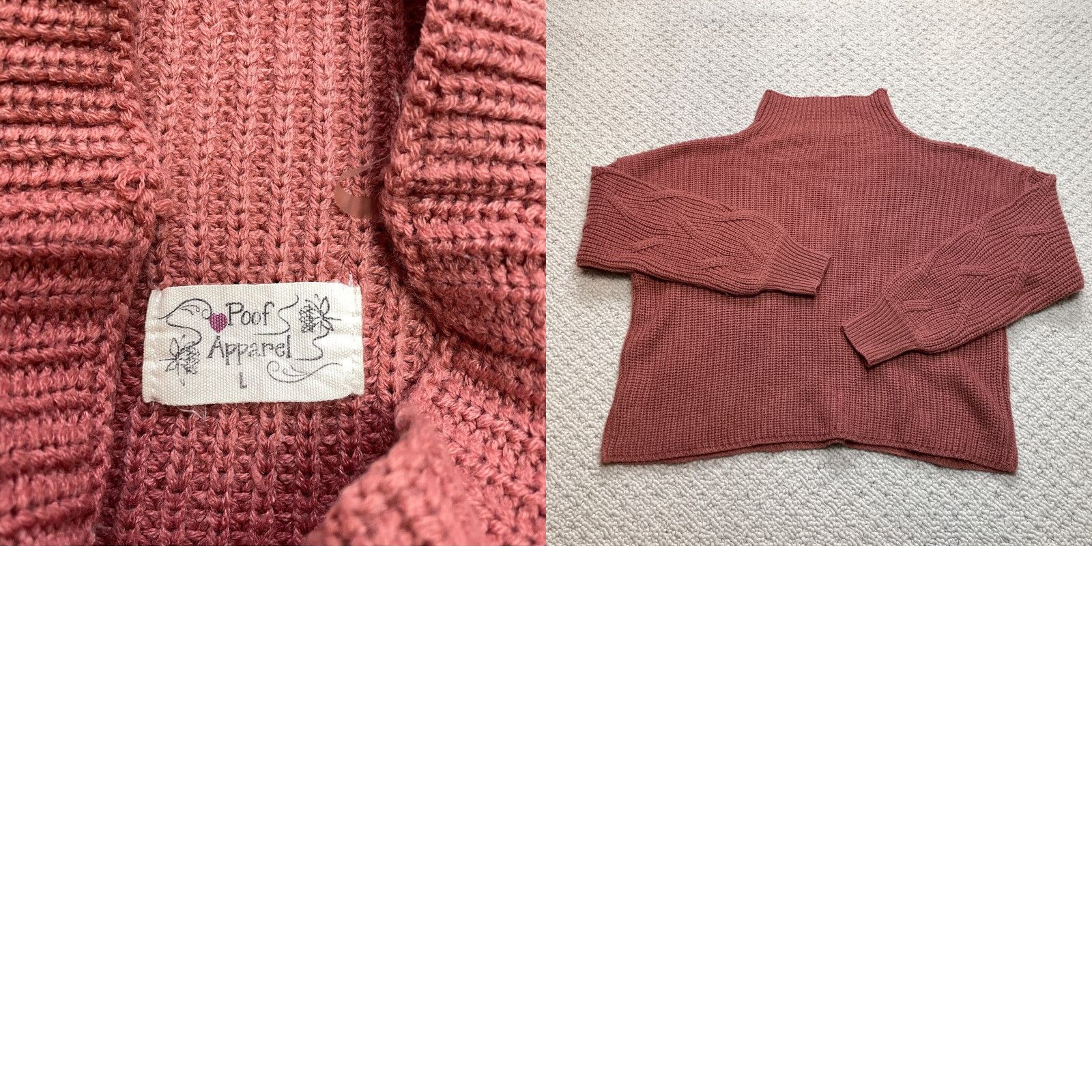 Tommy Hilfiger VINTAGE Poof Apparel Sweater Womens Large Pink Turtleneck Cable Knit Acrylic Pullover Size S / US 4 / IT 40 - 8 Thumbnail