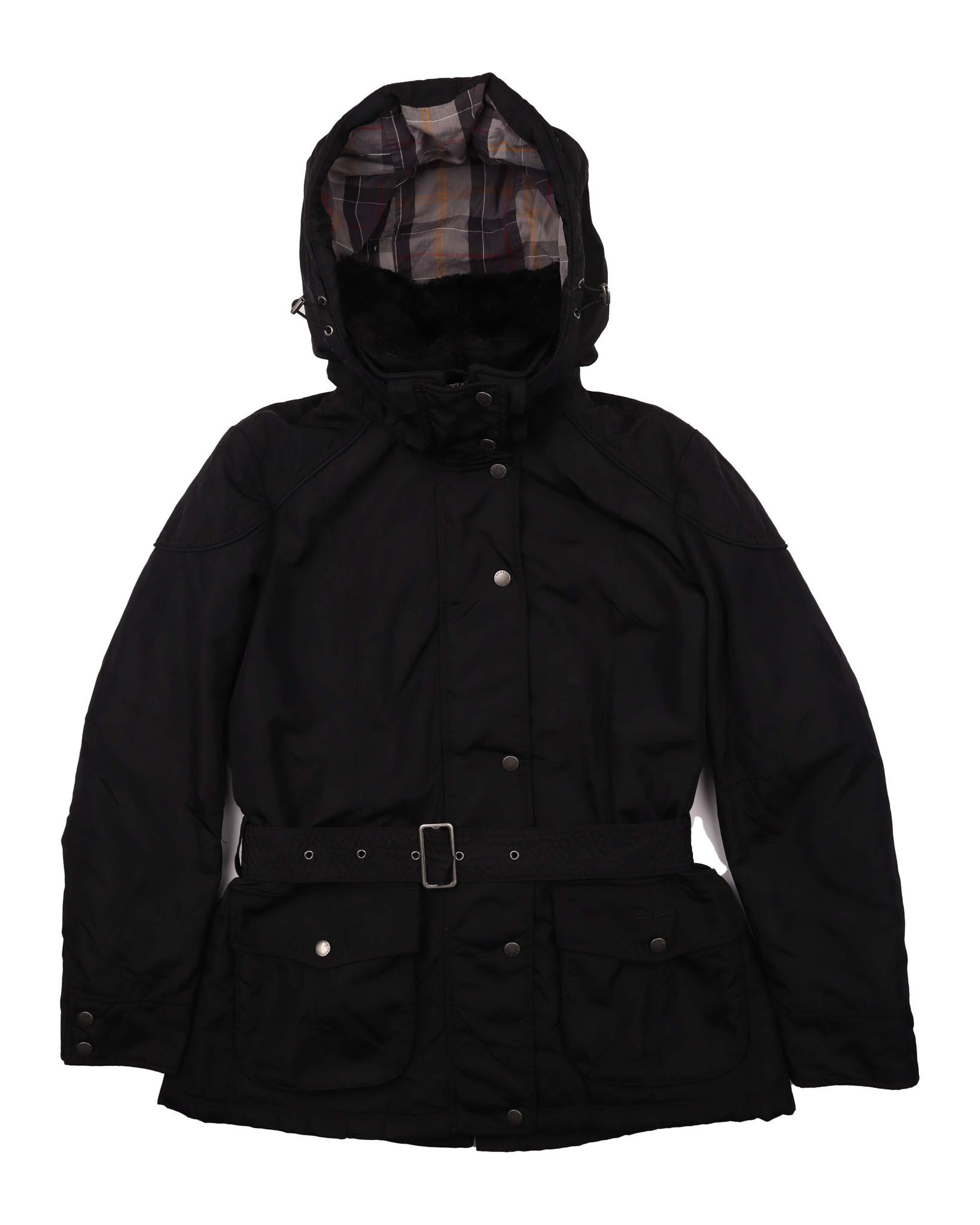 Ladies Barbour Outlaw Black Nylon Hooded Parka Jacket