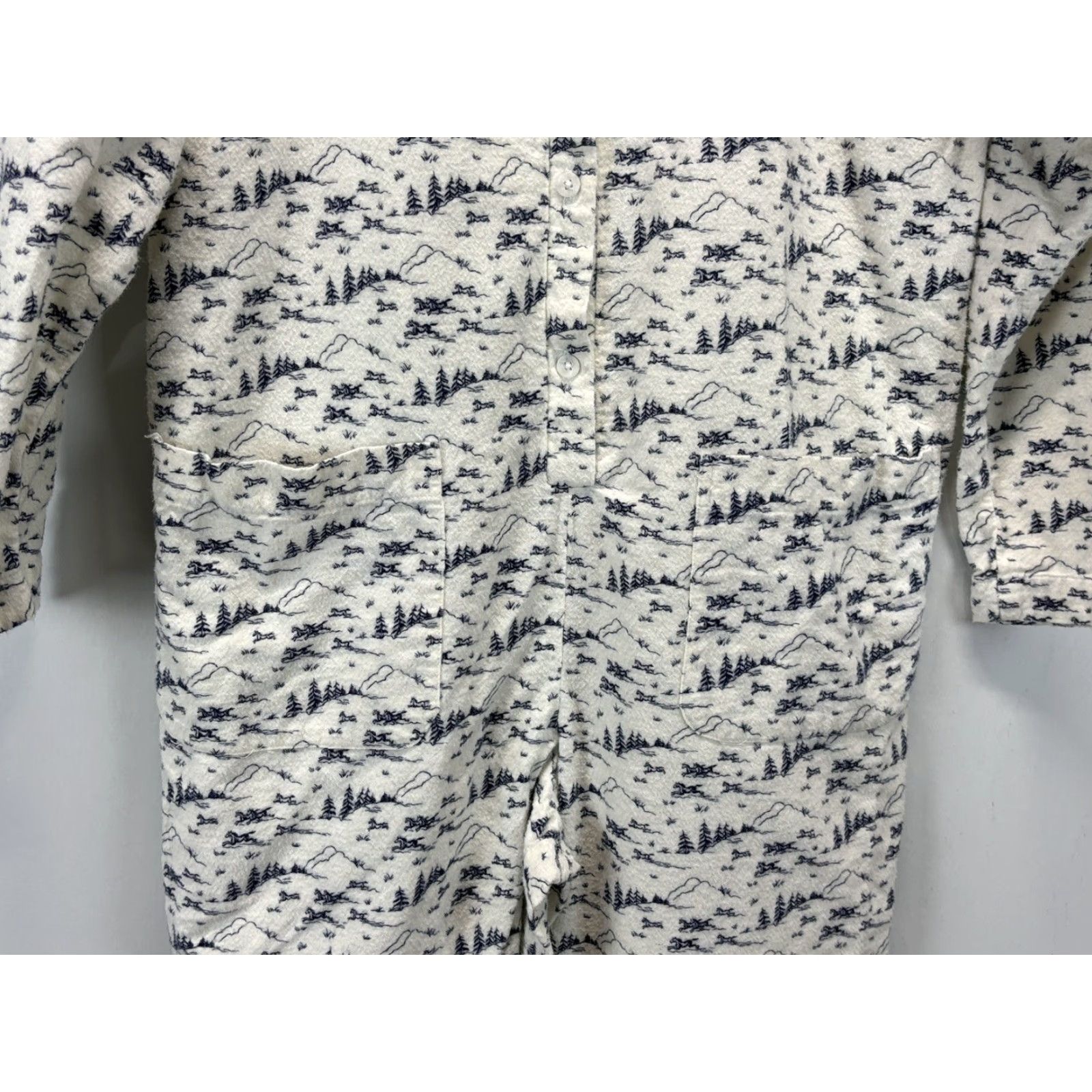 Lands' End VINTAGE Lands’ End Flannel One Piece Pajamas Small 6 8 White 1990s Sleepwear Womens Size ONE SIZE - 4 Thumbnail