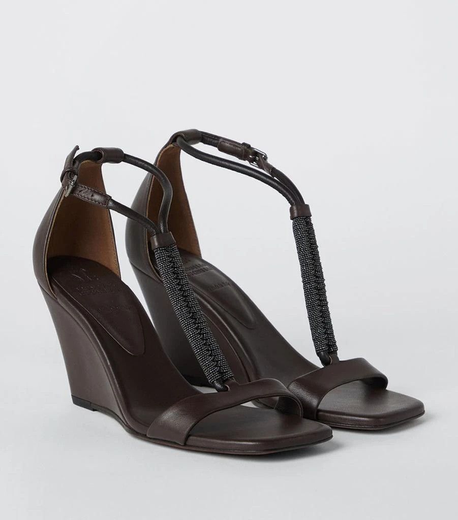 Brunello Cucinelli o1y0725 Ankle Strap Leather Sandals in Dark Brown Size US 7.5 / IT 37.5 - 2 Thumbnail