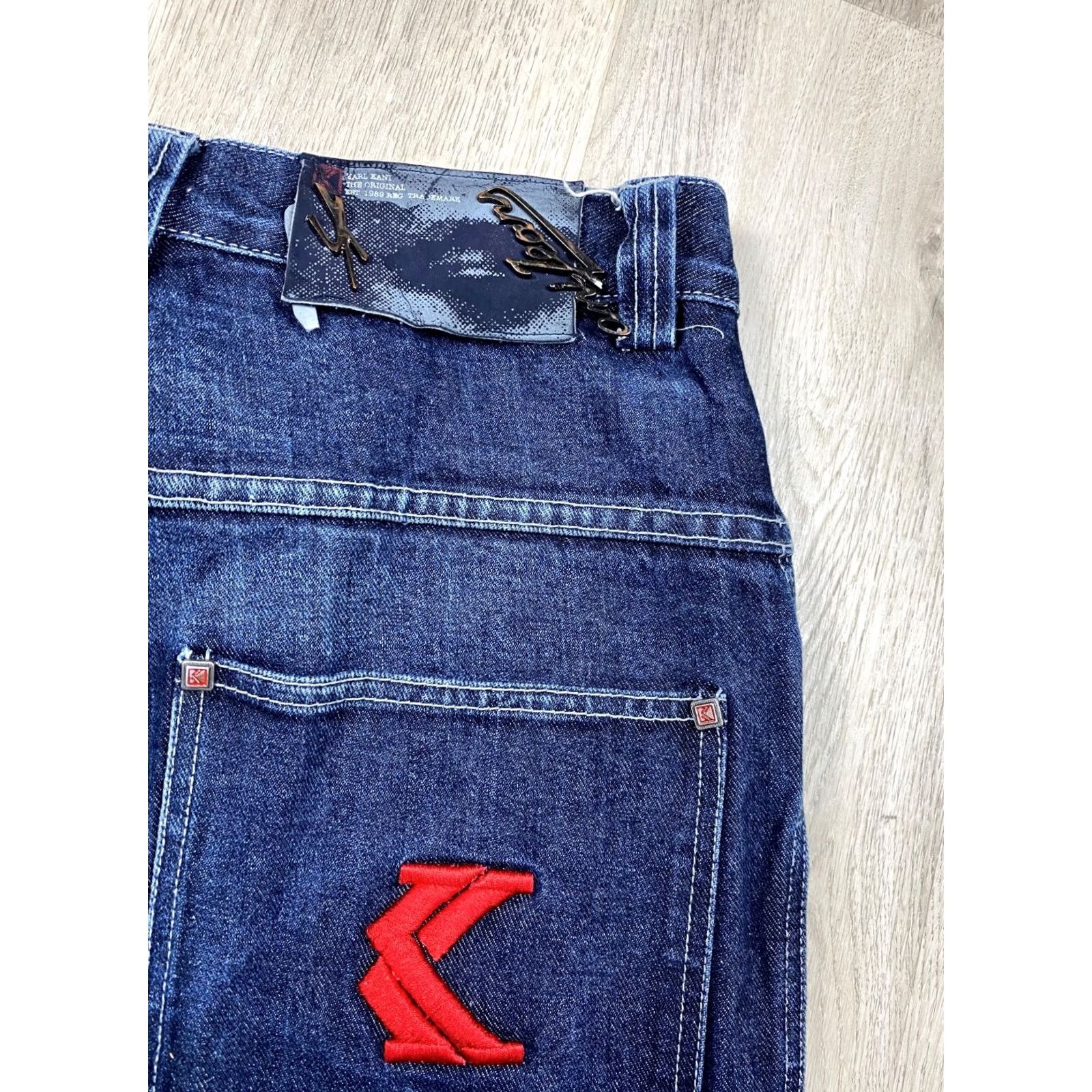 VINTAGE Karl Kani 90s Mens Denim Rap Pants Baggy Jeans Size 30 Blue