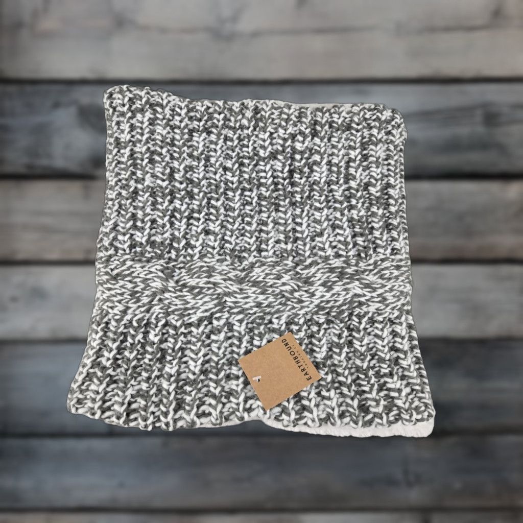 Vintage Earthbound Knit/Crochet Scarf Gray White Neck Warmer Women Scarf Knit Lightweight Soft Boho Rainbow Bohemian Fall Spring Winter Vintage No Size ONE SIZE - 1 Thumbnail