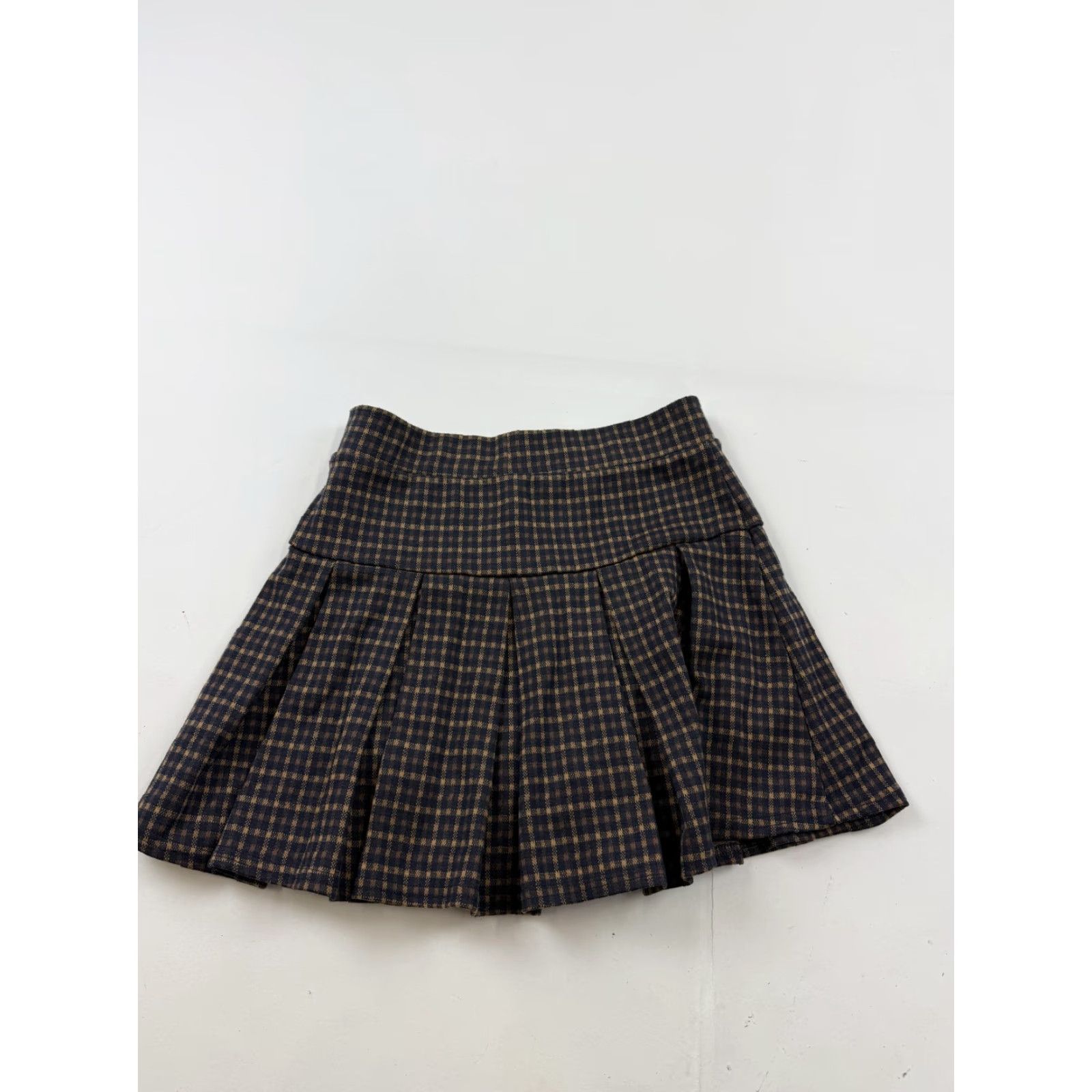Vintage American Eagle Skirt Womens XXS Navy Blue Plaid Pleated Mini Lined Casual Size 24" / US 00 / IT 34 - 3 Thumbnail