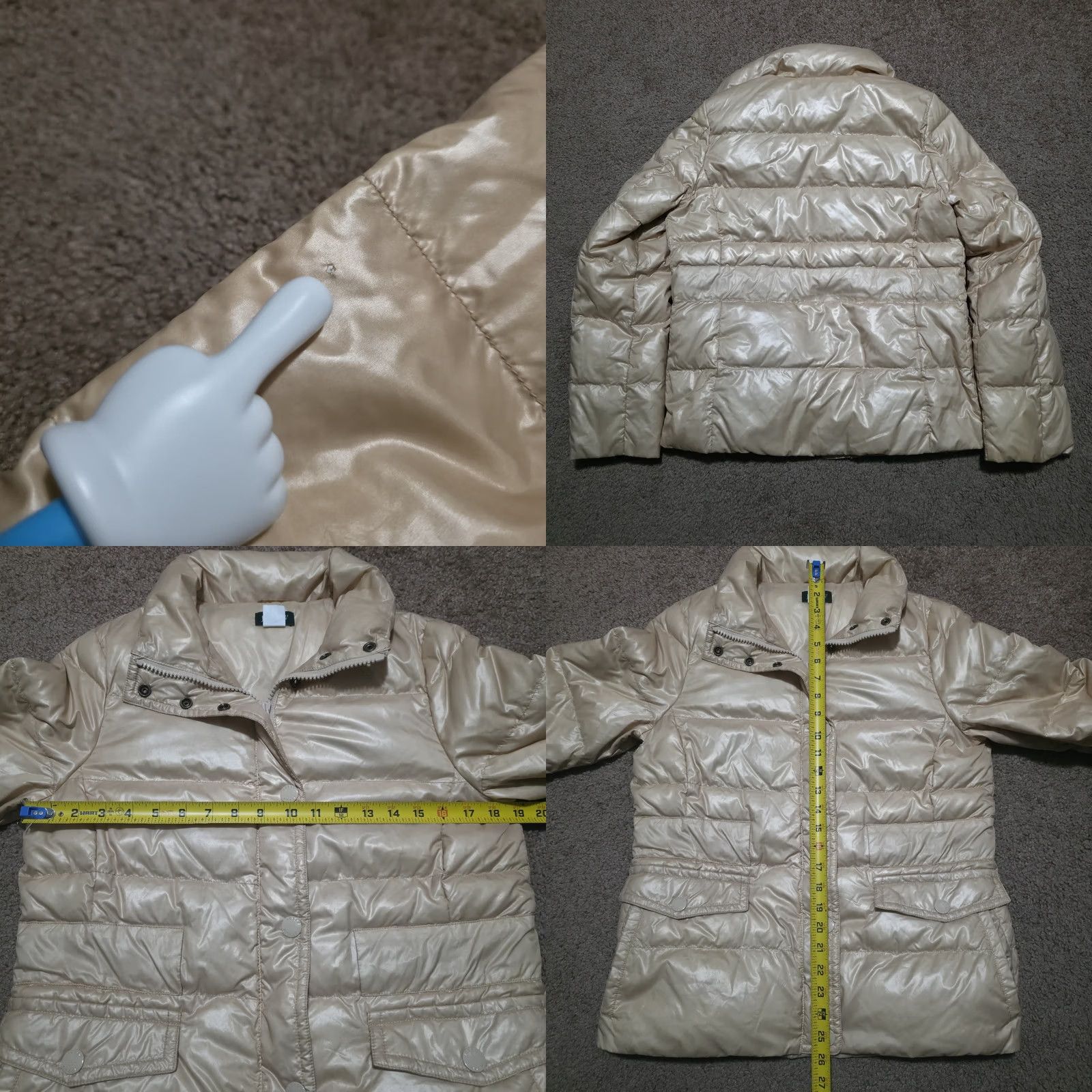 J.Crew J Crew Puffer Jacket Cream Beige Womens Medium Down Zip Snap Button Size M / US 6-8 / IT 42-44 - 8 Thumbnail