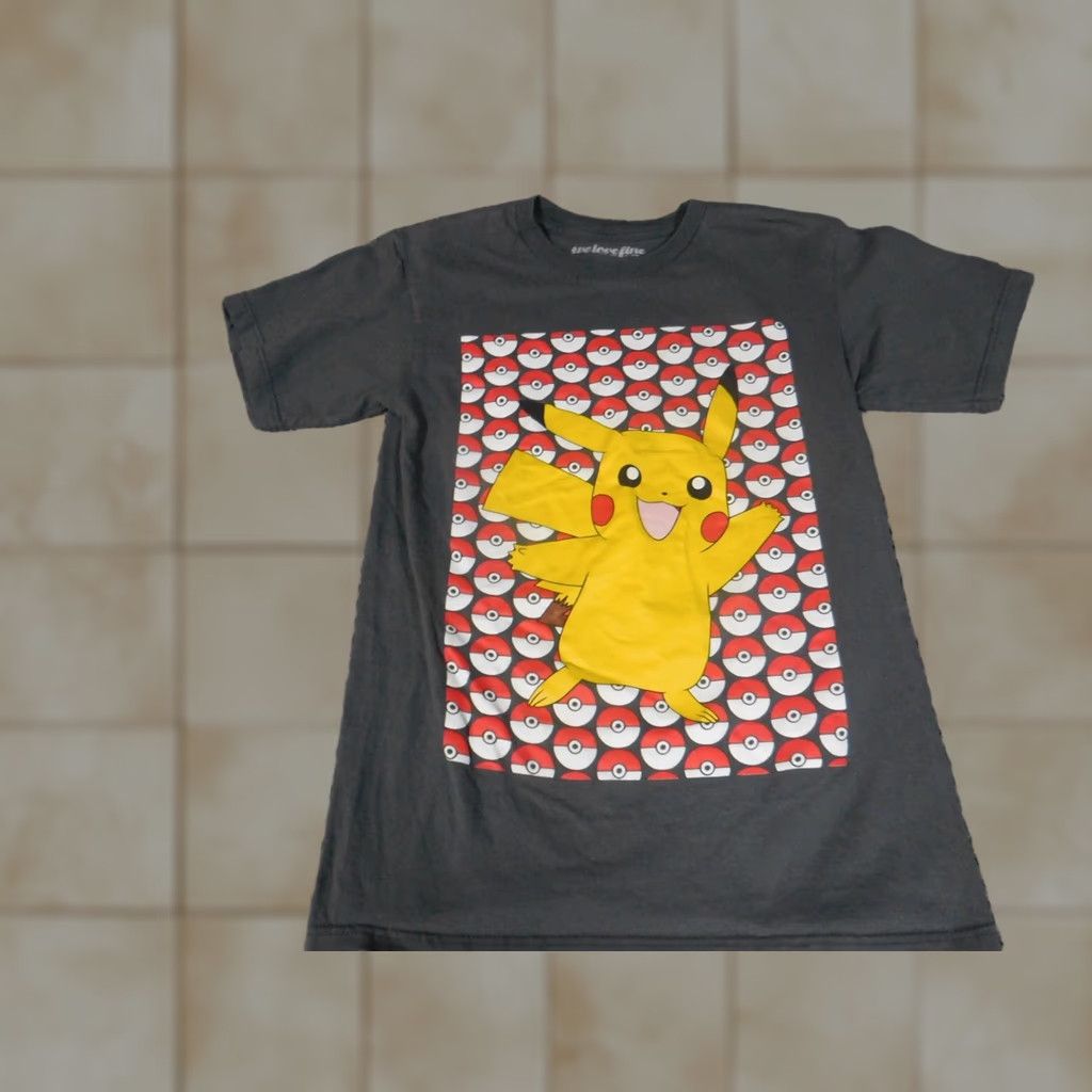 Vintage Pokemon Shirt Mens Medium Gray Pikachu Anime 90s Logo Crew Neck Short Sleeve Cotton Blend T-Shirt Size US M / EU 48-50 / 2 - 1 Thumbnail
