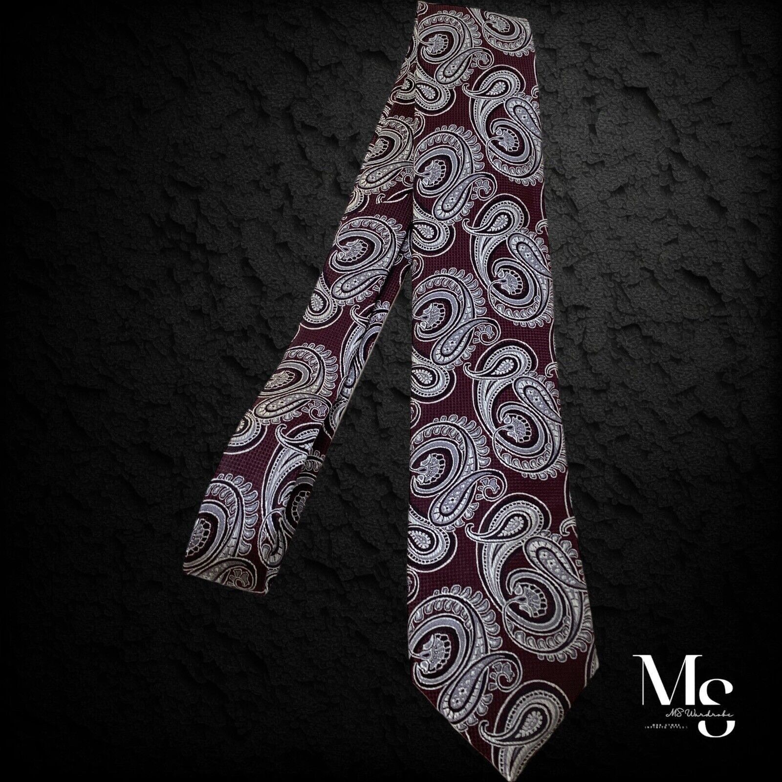 Other ORVIETO Burgundy Paisley Silk Tie W: 2.9" EX COND Size ONE SIZE - 2 Thumbnail