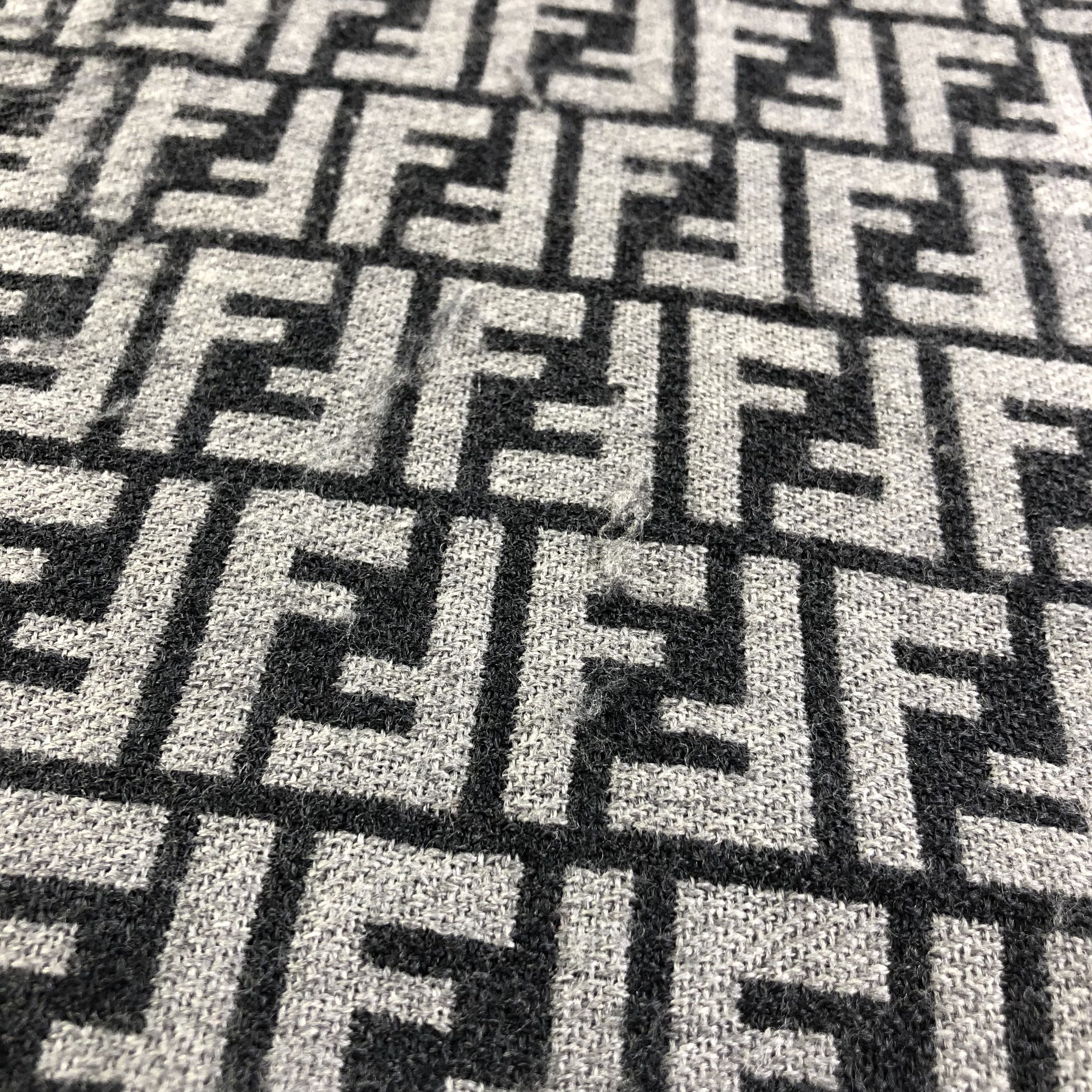 Fendi Fendi Monogram FF Full Print Black Wool Scarf Muffler V1283 Size ONE SIZE - 10 Thumbnail