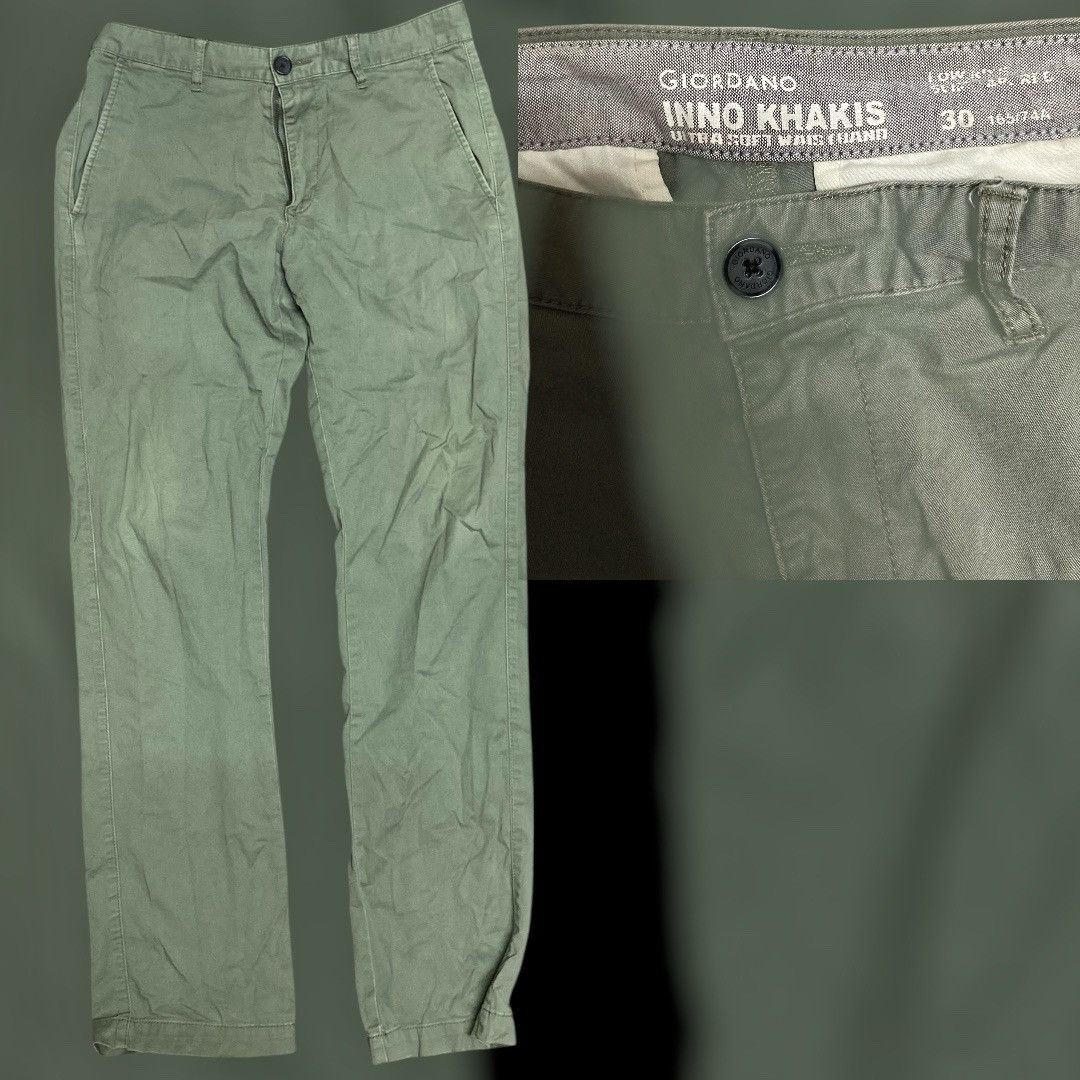 Giordano GIORDANO Inno Khakis Men's 30 Olive Green Ultra Soft Size US 30 / EU 46 - 4 Thumbnail
