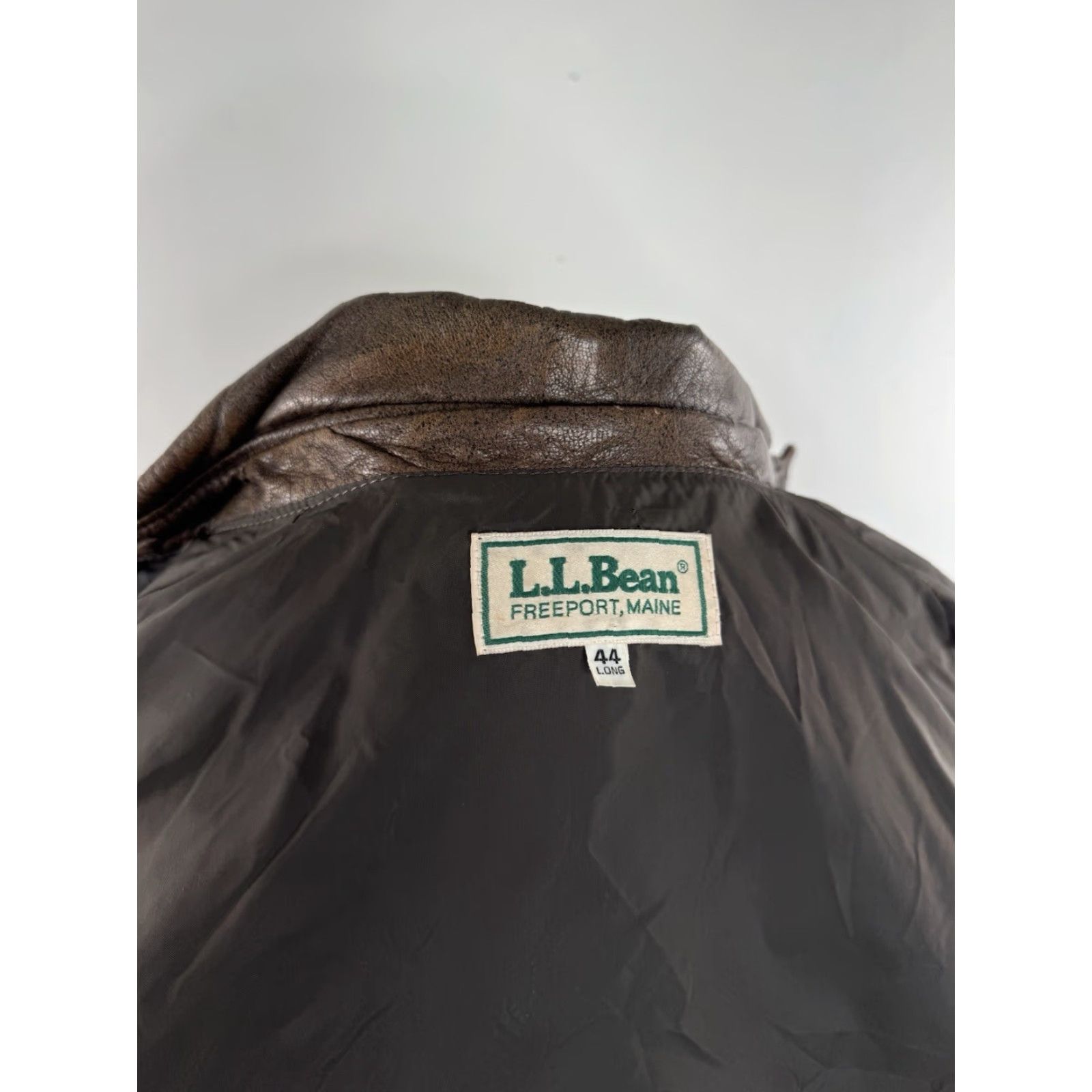 Vintage LL BEAN Leather Mens 44 Long Bomber Pilot Jacket Royal Brown Zippered Jacket Mens Size US S / EU 44-46 / 1 - 6 Thumbnail