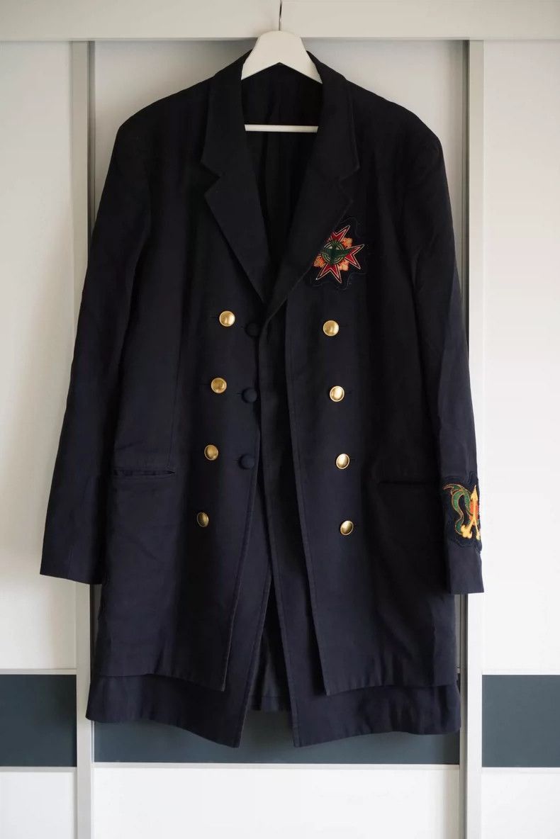 Yohji Yamamoto Yohji Yamamoto Yohji Yamamoto Double-Breasted Coat with Em Size US M / EU 48-50 / 2 - 1 Thumbnail