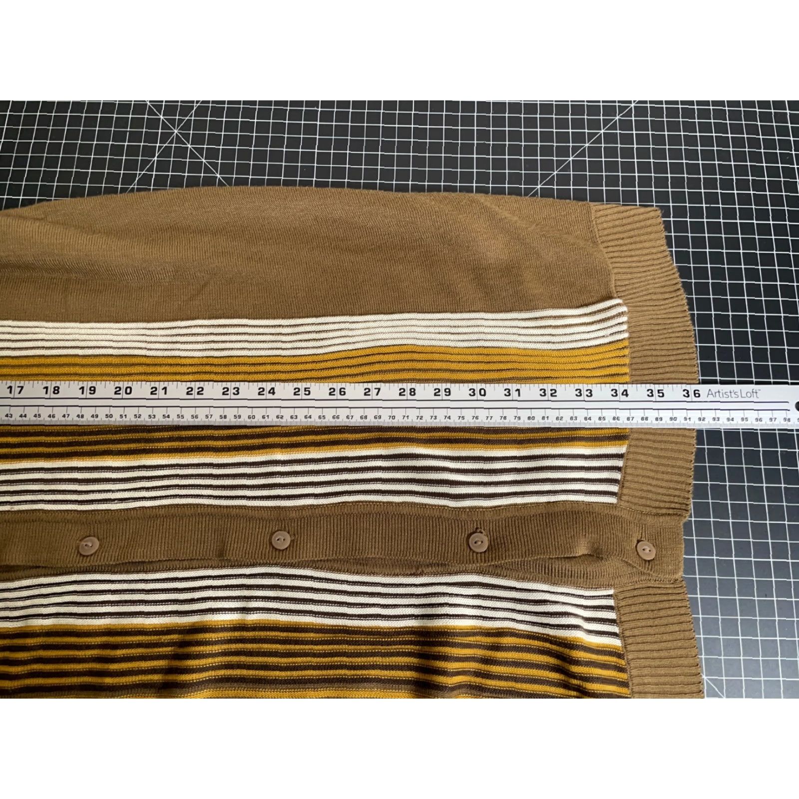 Etro Retro Knit Shirt Adult Big 3X Brown Yellow Stripe Button Up Tony Soprano Kramer Size US XXL / EU 58 / 5 - 6 Thumbnail