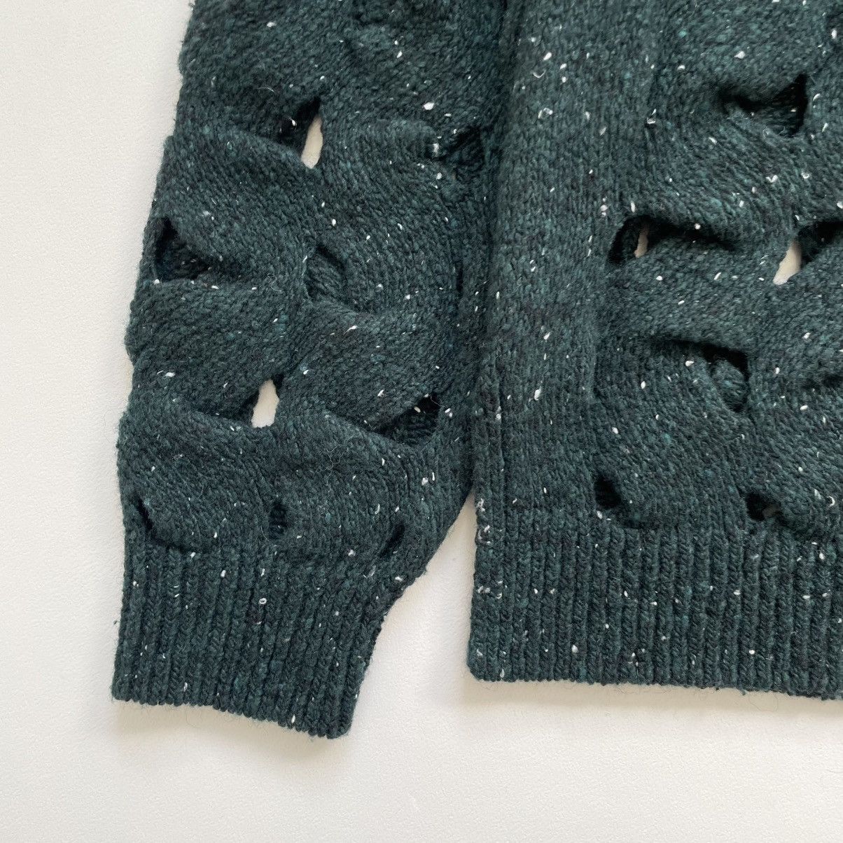 Issey Miyake Forest Green Cut Out Wool ‘Nest Knit’ Size US M / EU 48-50 / 2 - 9 Thumbnail