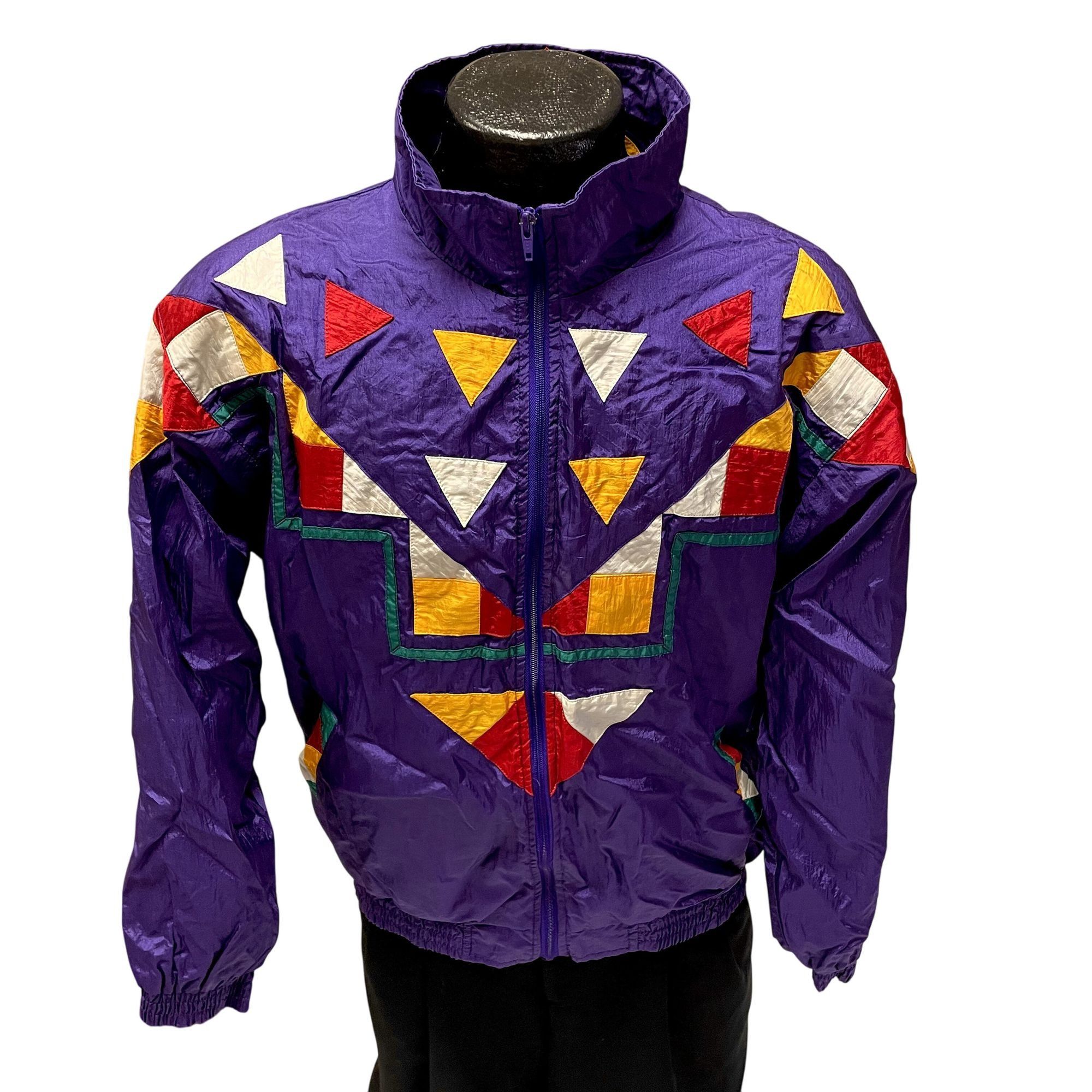 Other Vtg VIOLET GEOMETRIC Windbreaker Ski STREETWEAR Jacket Size XL / US 12-14 / IT 48-50 - 3 Thumbnail