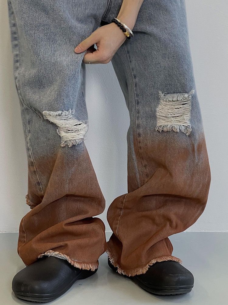 Japanese Brand × Vintage Avant garde dyed distressed loose baggy jeans pants Size US 30 / EU 46 - 4 Thumbnail