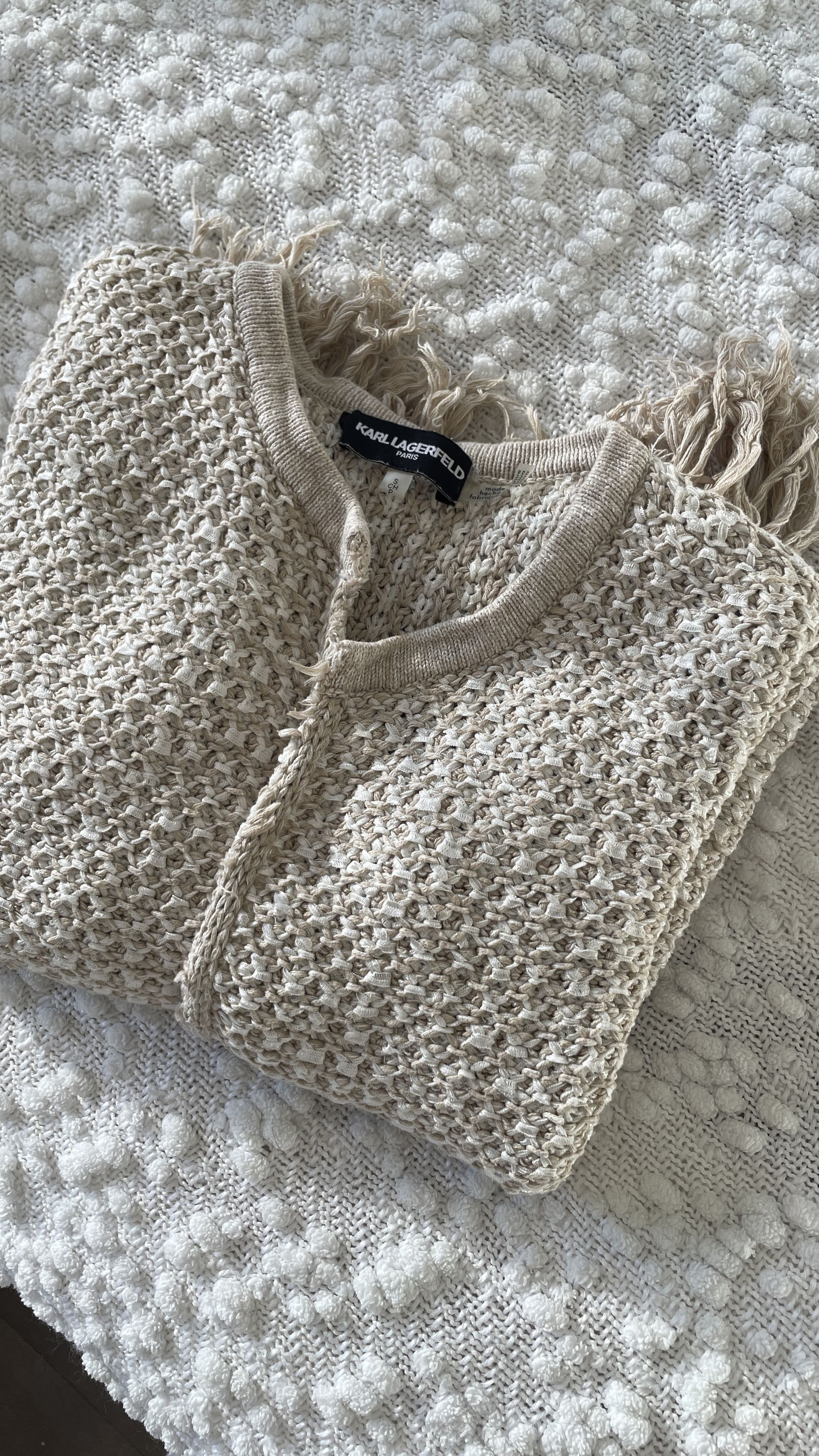 Karl Lagerfeld CREAM CROCHET CARDIGAN KARL LAGERFELD (S) Size S / US 4 / IT 40 - 3 Thumbnail