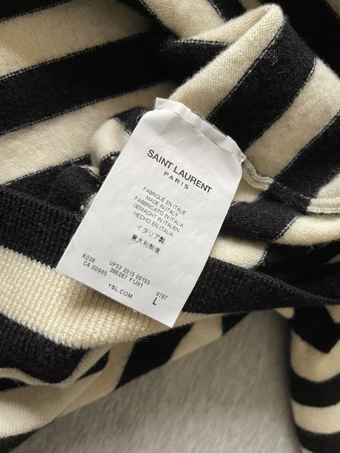 Saint Laurent Paris Saint Laurent Striped Half Neck Sweater. Size US L / EU 52-54 / 3 - 2 Thumbnail