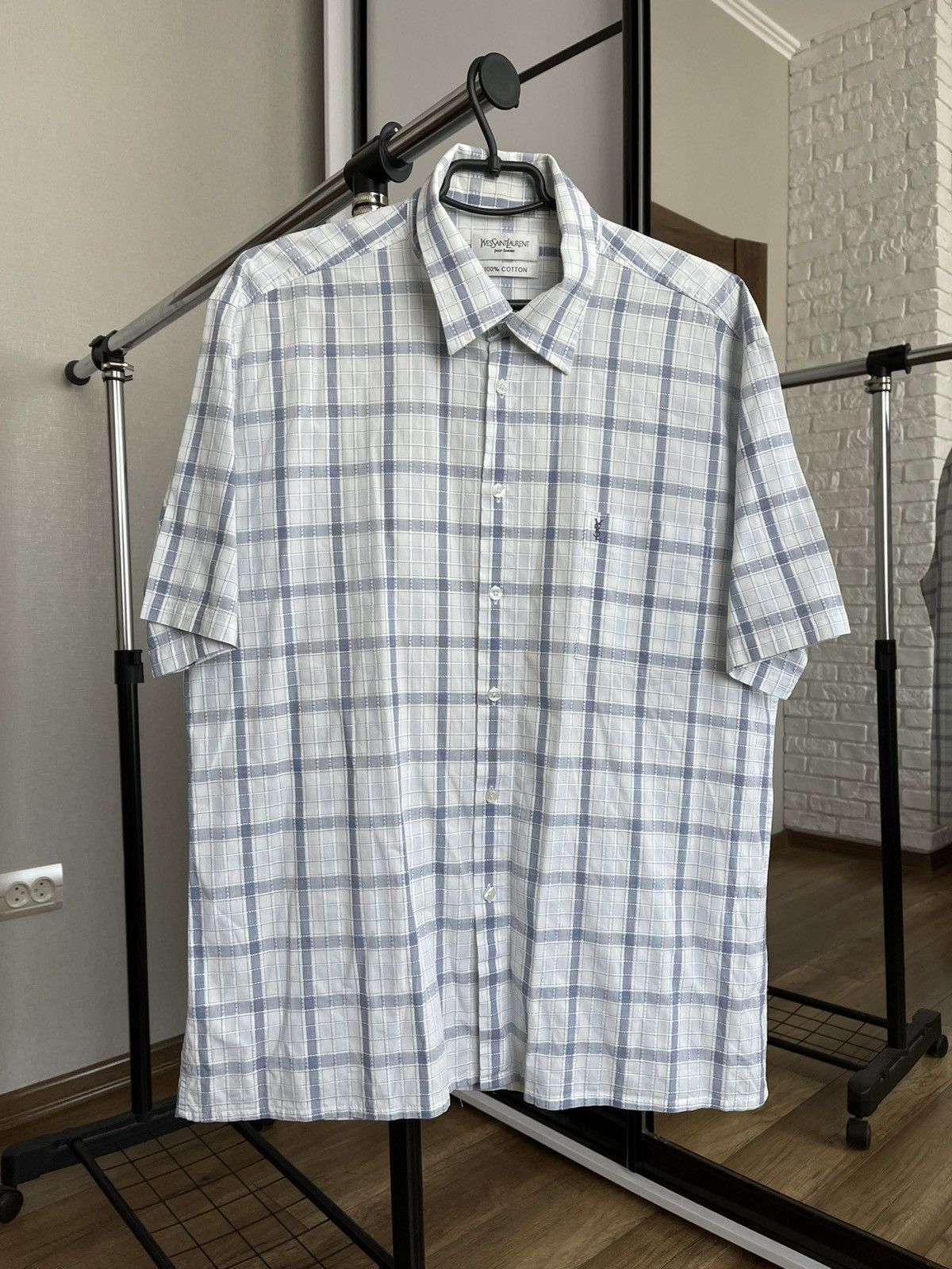 Vintage Yves Saint Laurent YSL Checked Shirt Button Up Size US XL / EU 56 / 4 - 3 Thumbnail