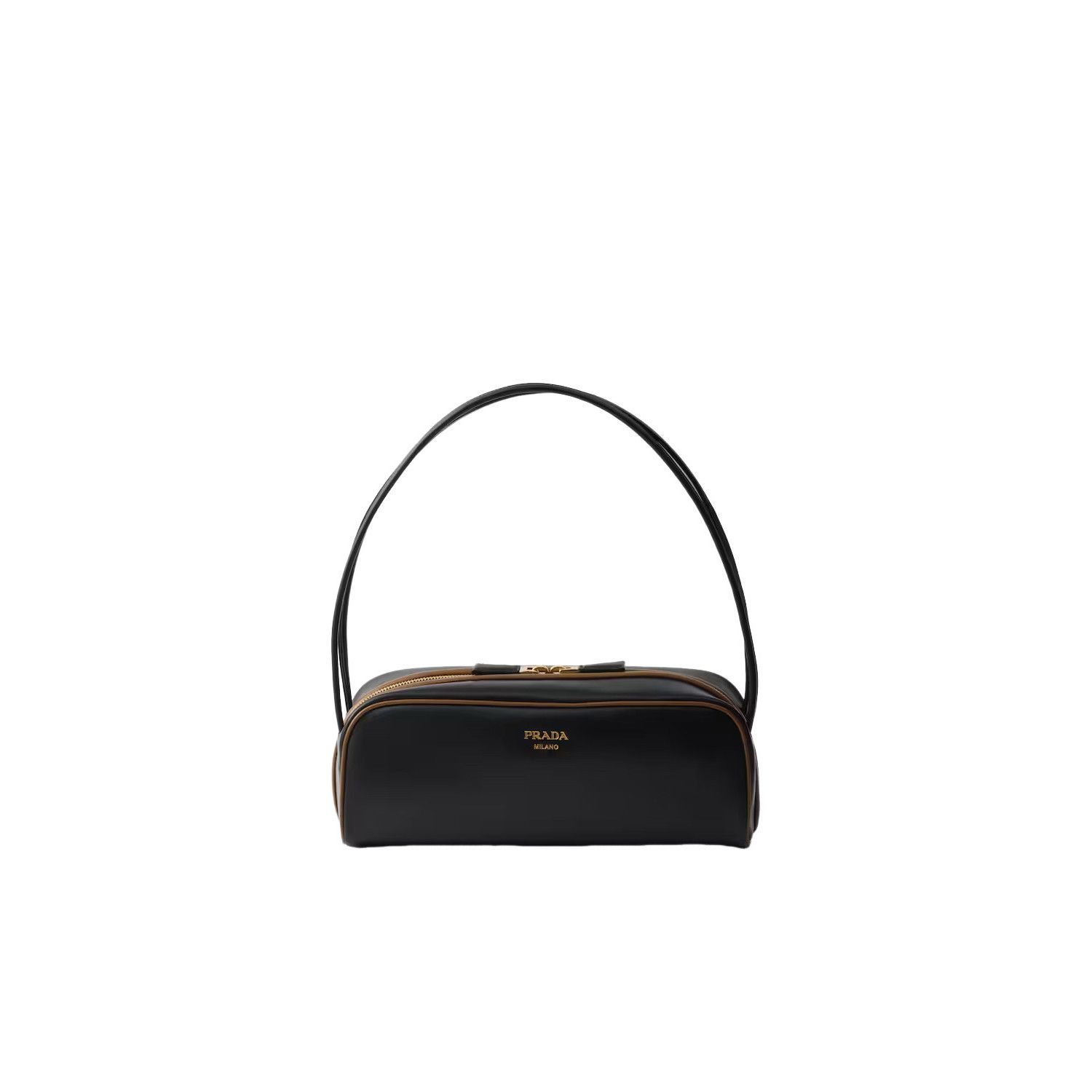 Prada PRADA Swing $3500 Black/Hazelnut Leather Shoulder Bag New & Size ONE SIZE - 1 Thumbnail