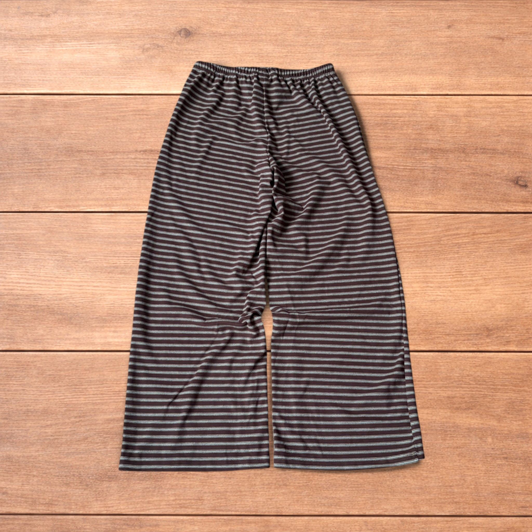 Japanese Brand Baggy wide leg striped lounge pants trousers in brown/beige. Size 32" / US 10 / IT 46 - 2 Thumbnail