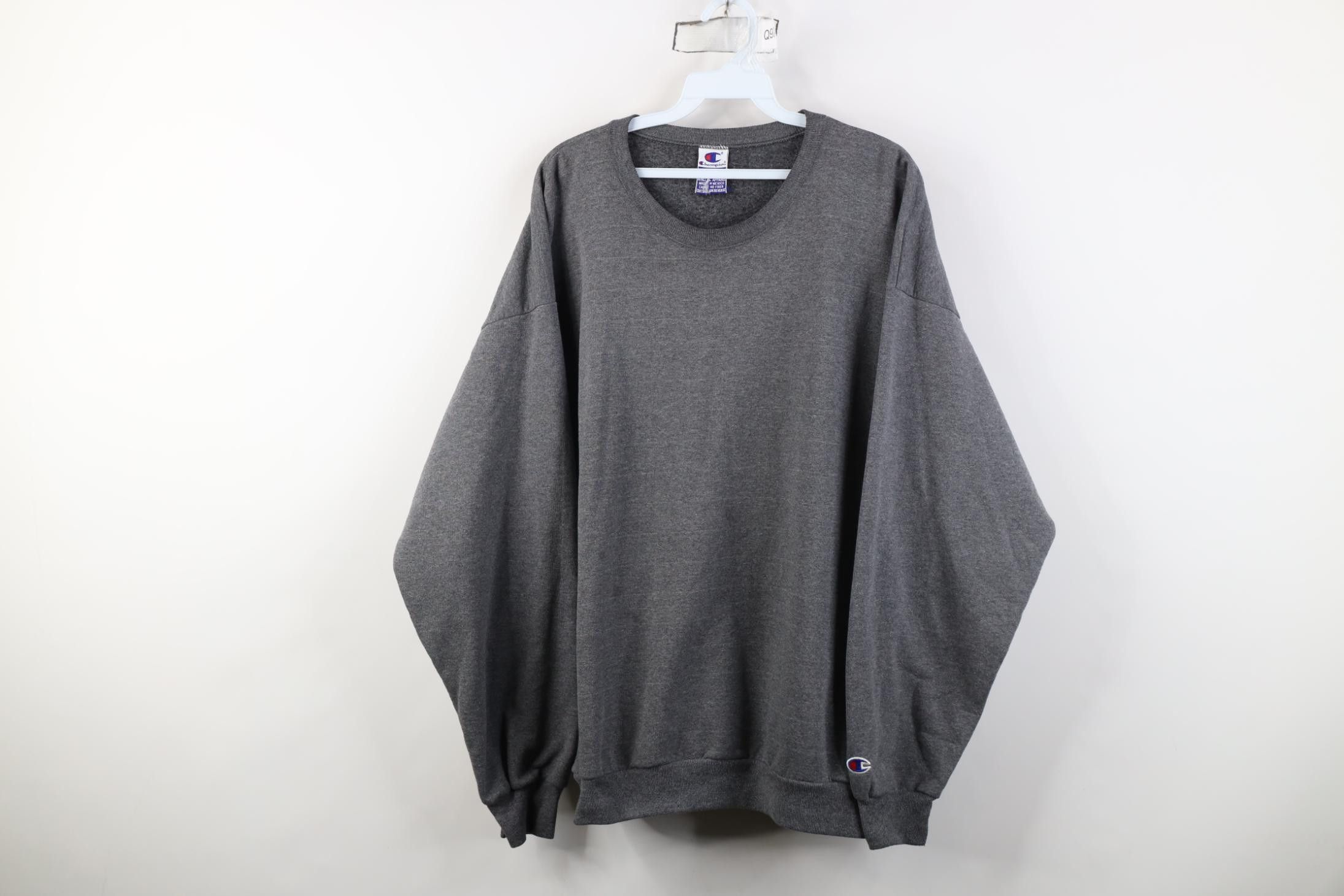 Champion Vintage 90s Champion Blank Crewneck Sweatshirt Heather Gray Size US XL / EU 56 / 4 - 1 Thumbnail