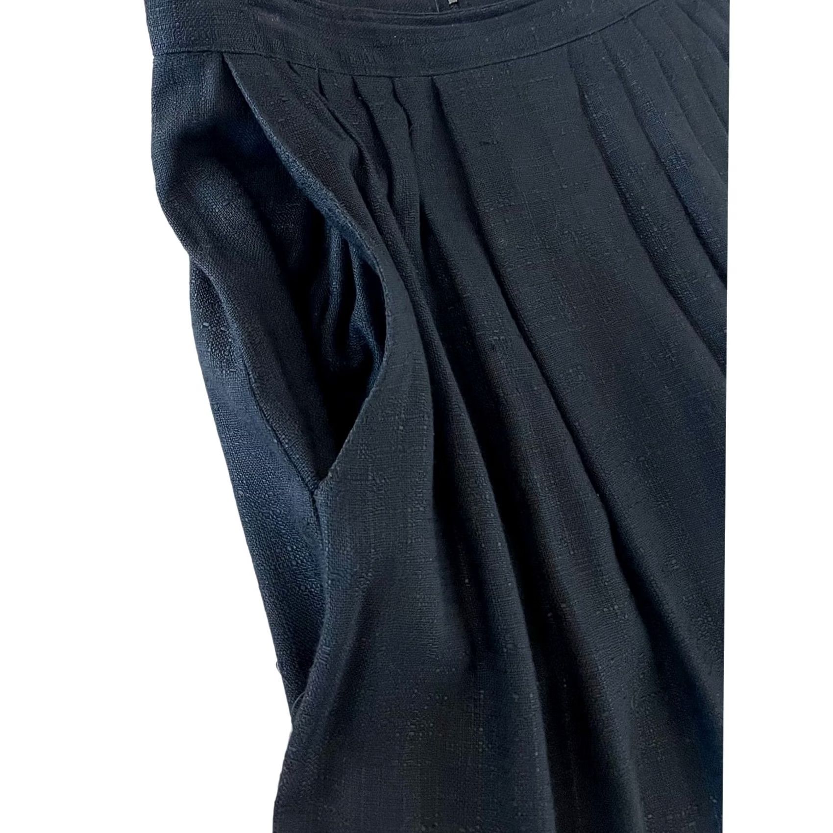 FLAX VINTAGE Emily St John Skirt Womens Midi Black A-Line Pockets Flax Rayon Sz 10 Size 32" / US 10 / IT 46 - 4 Thumbnail