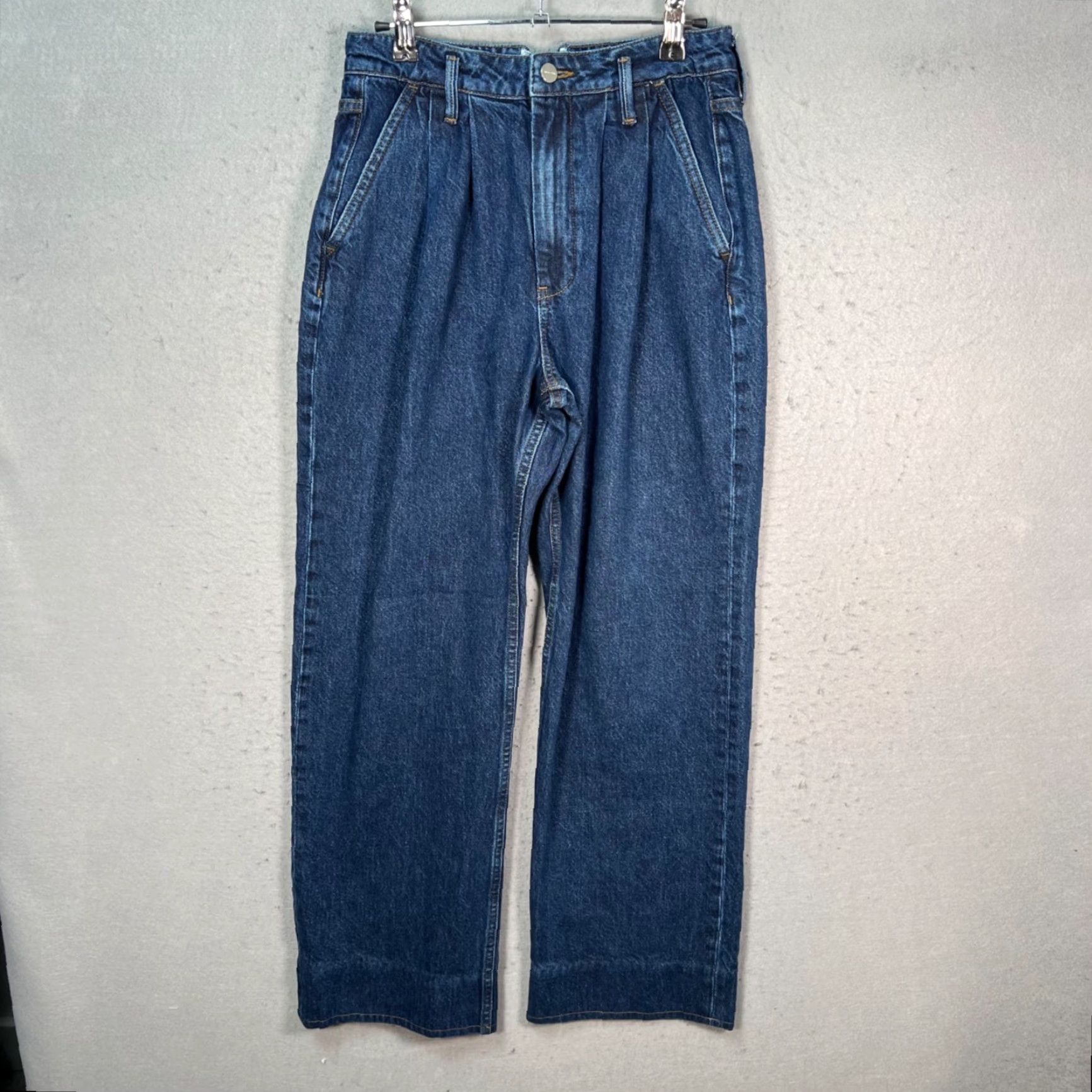 Anine Bing ANINE BING Womens Jeans 27 High Waisted Pleated Blue Denim Straight Leg Size 27" / US 4 / IT 40 - 2 Thumbnail