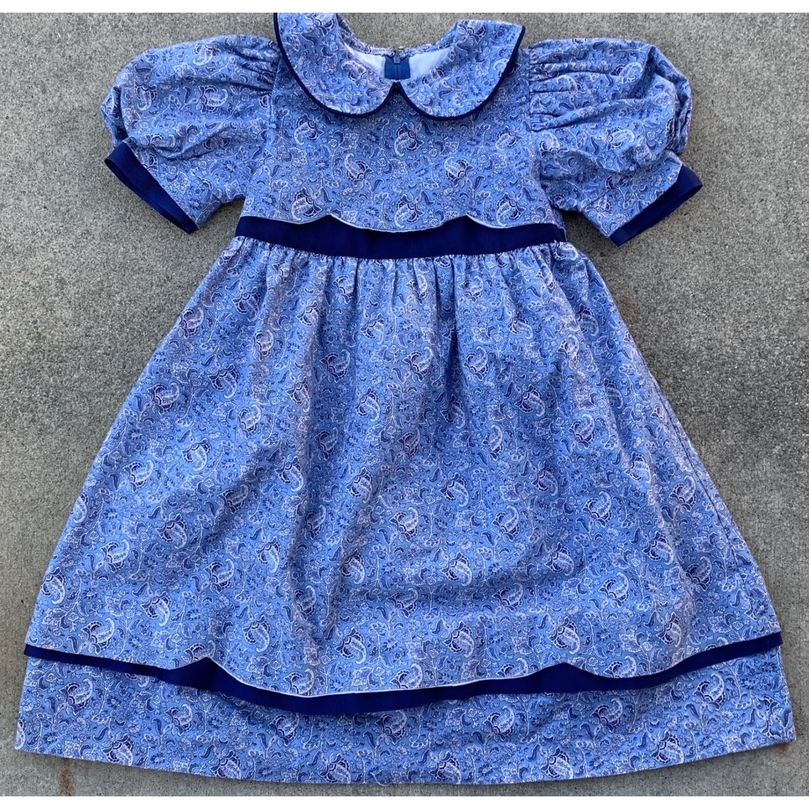 Neiman Marcus VINTAGE Sylvia Whyte For Neiman Marcus Dress Floral Paisley Puffy Sleeves Size 4 Girls Size ONE SIZE - 3 Thumbnail