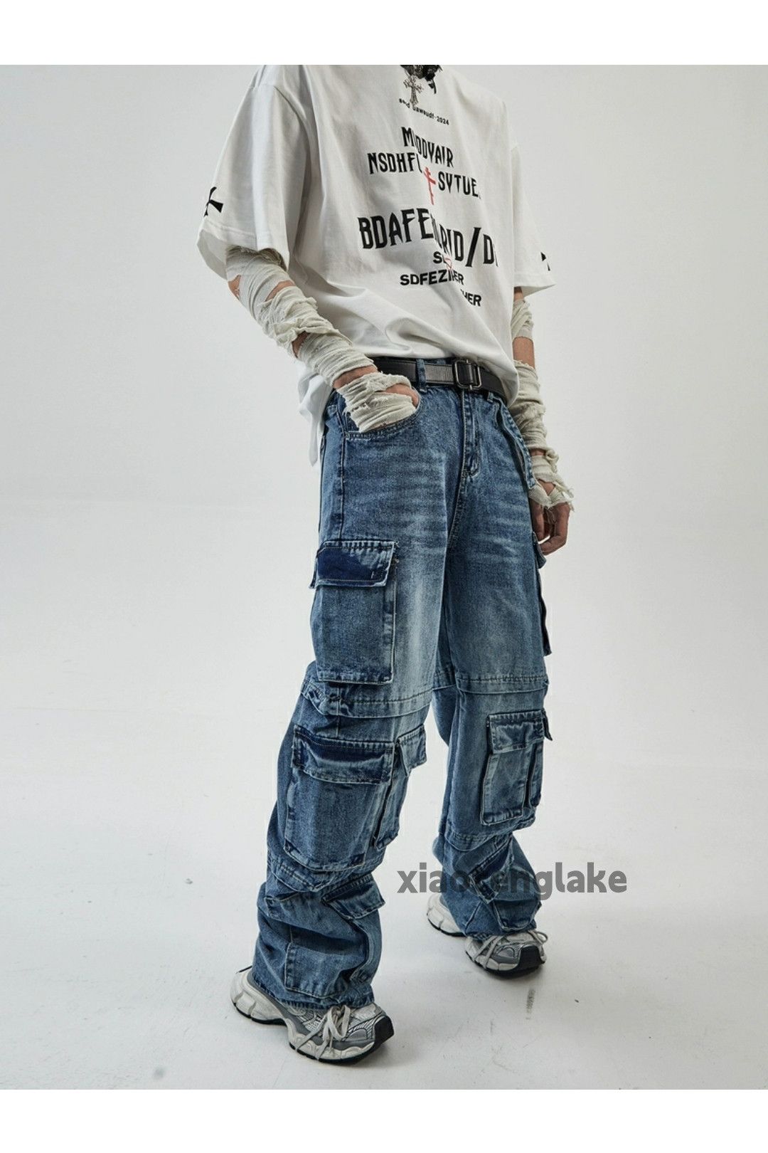 Jean × Vintage washed faded loose baggy hiphop cargo jeans Size US 30 / EU 46 - 1 Thumbnail
