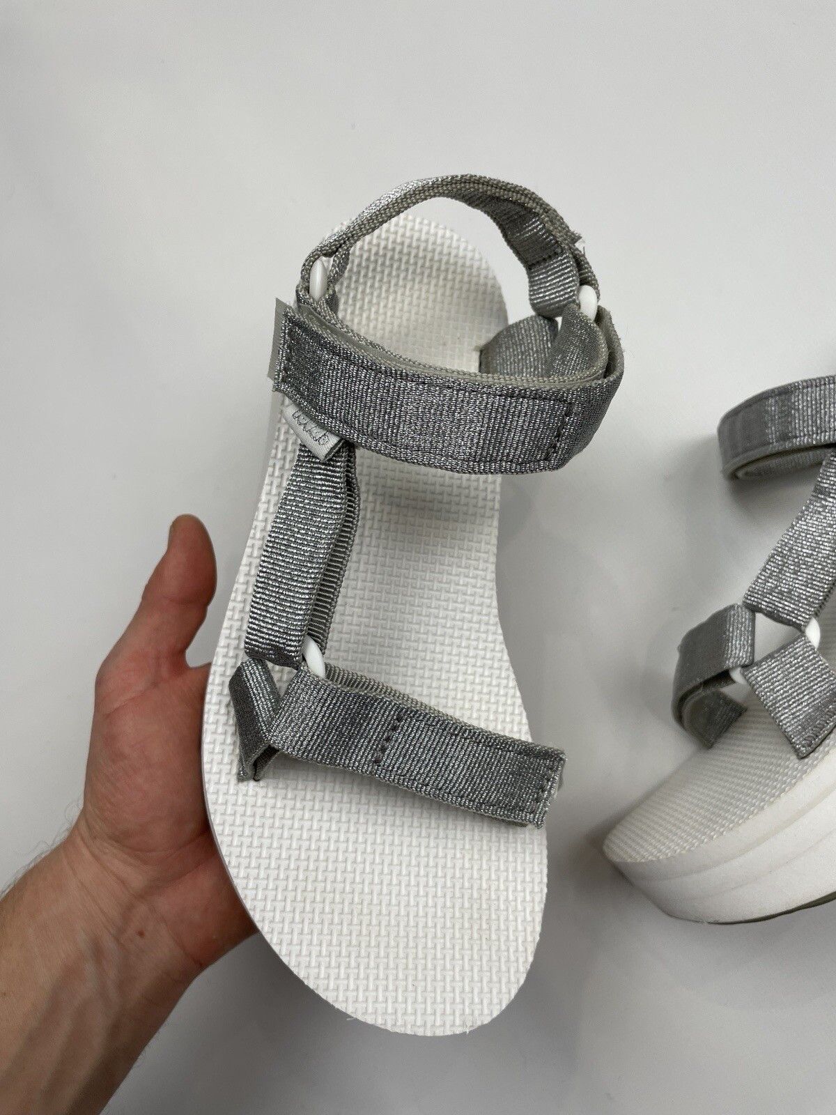 Teva Teva Silver Flatform Sandals Platform Size US 9 / IT 39 - 10 Thumbnail