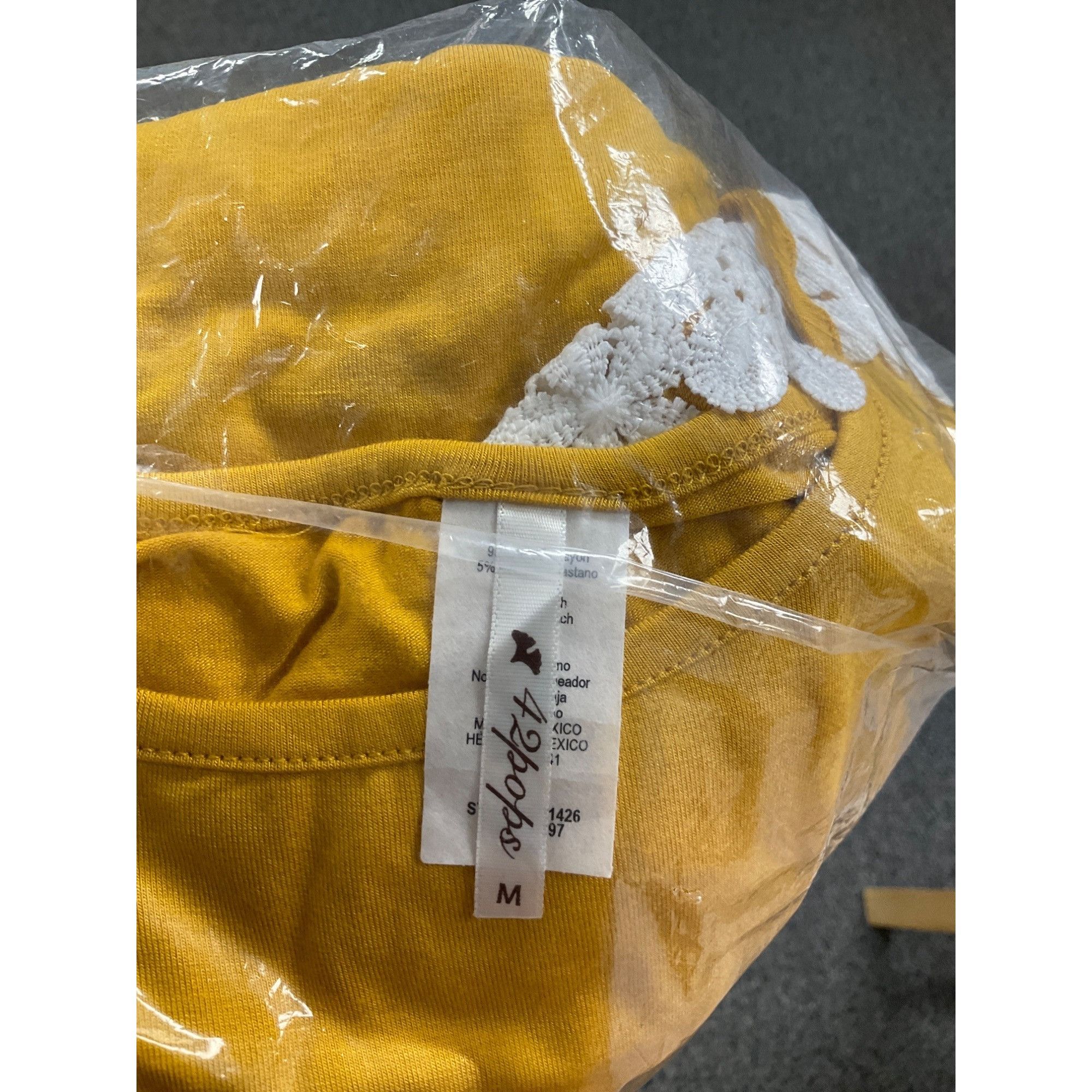 Other Mustard Yellow Lace Shoulder Womens T-Shirt Top M By 42 Pops Size M / US 6-8 / IT 42-44 - 4 Thumbnail