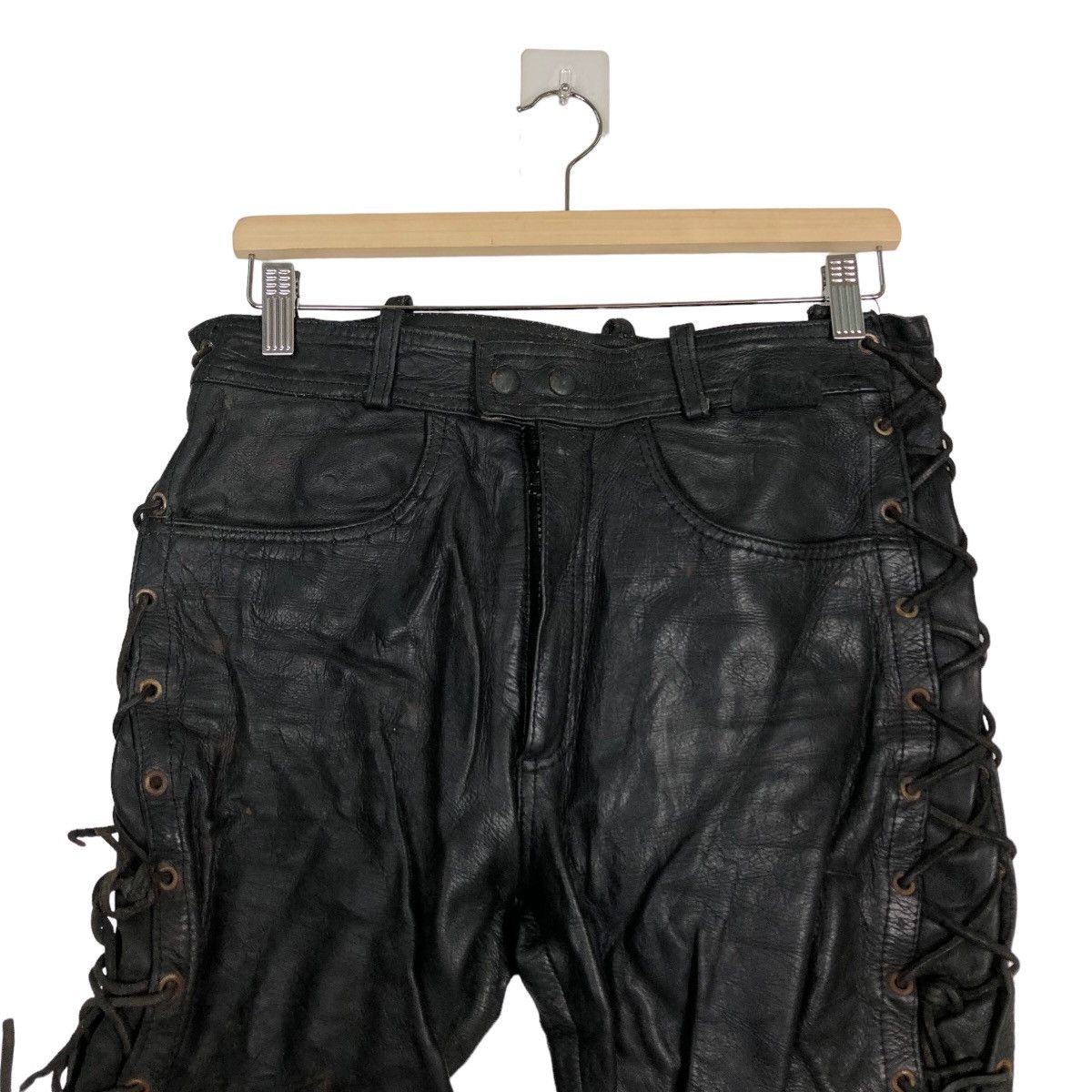 🔥Rare Bondage Punk Style Genuine Leather Pants Parachute