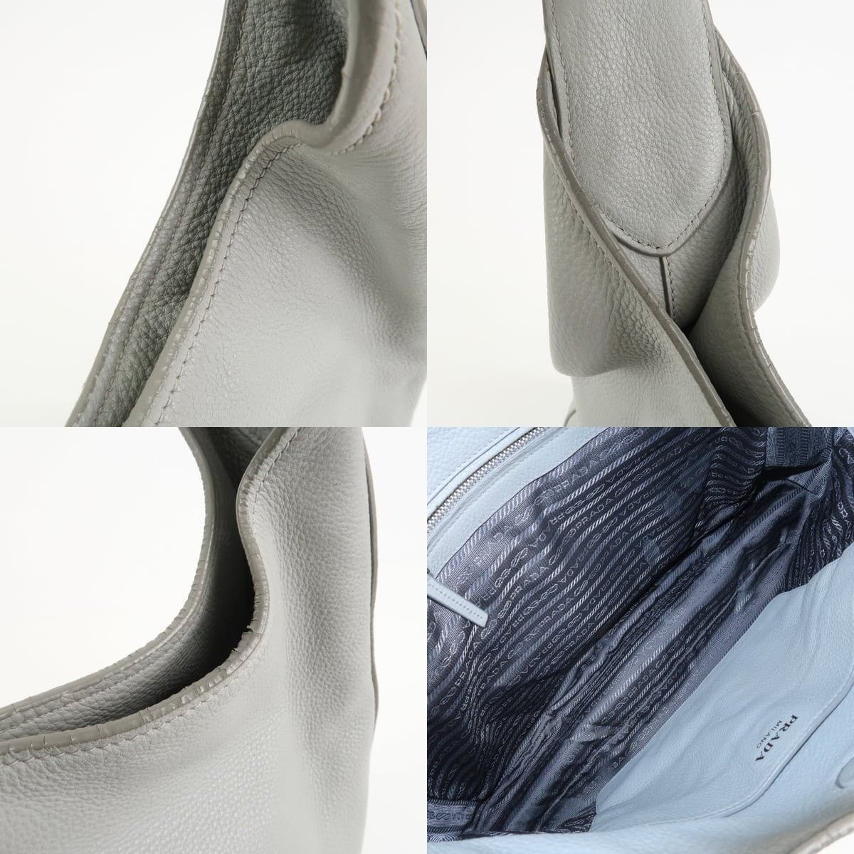 Prada Prada Calfskin Hobo Bag Gray Size ONE SIZE - 7 Thumbnail