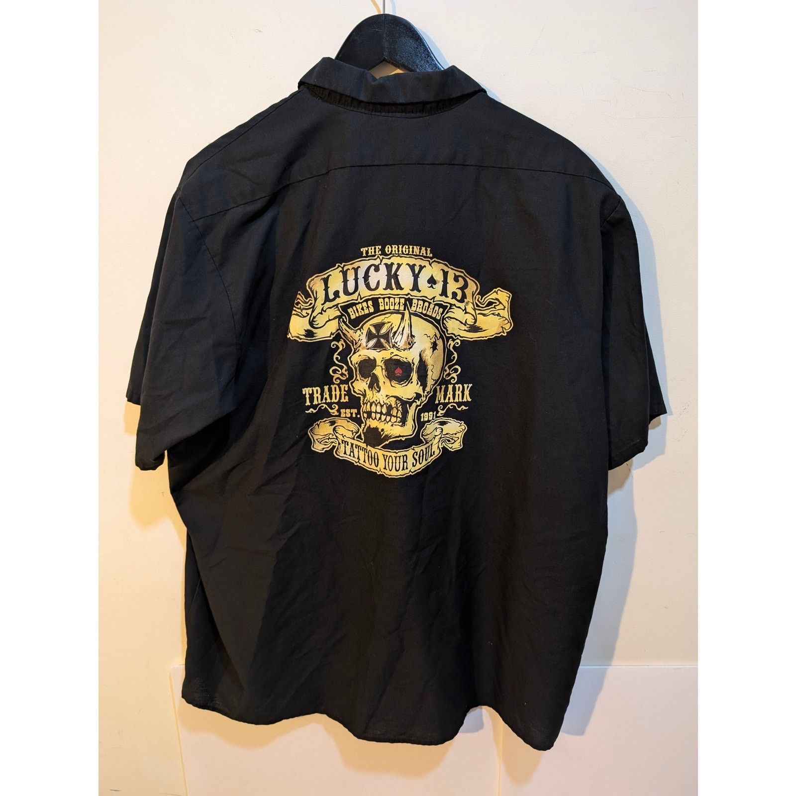 Lucky Brand Lucky 13 Red Kap Mechanic Skull Goth Pinup Tattoo Skull XXL Size US XXL / EU 58 / 5 - 1 Thumbnail