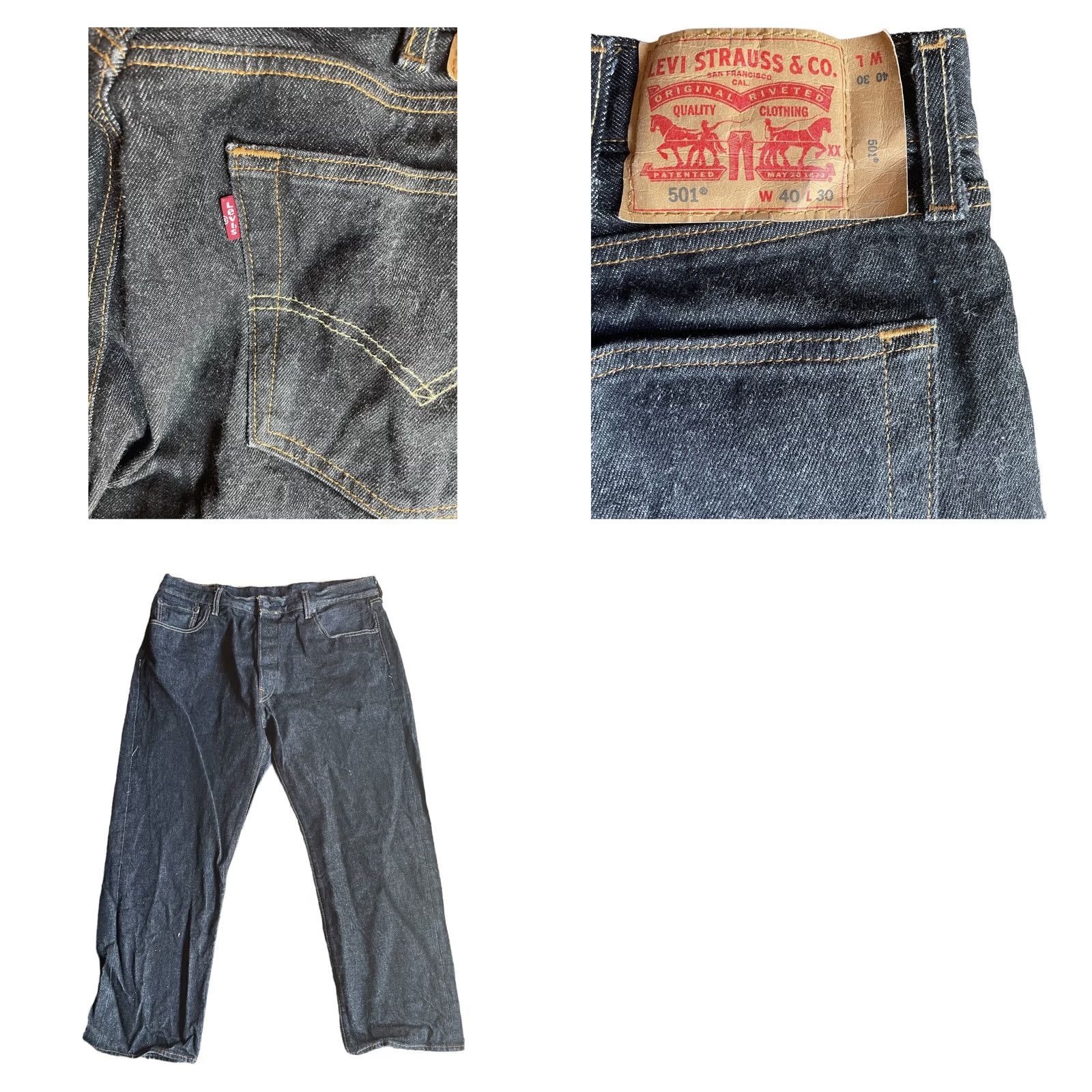 Levi's Levi’s 501 Jeans Men’s Dark Blue 40x30 Straight Leg 5 Button Up Regular Waist Denim Cotton USA 90s Vintage? Size US 40 / EU 56 - 9 Thumbnail