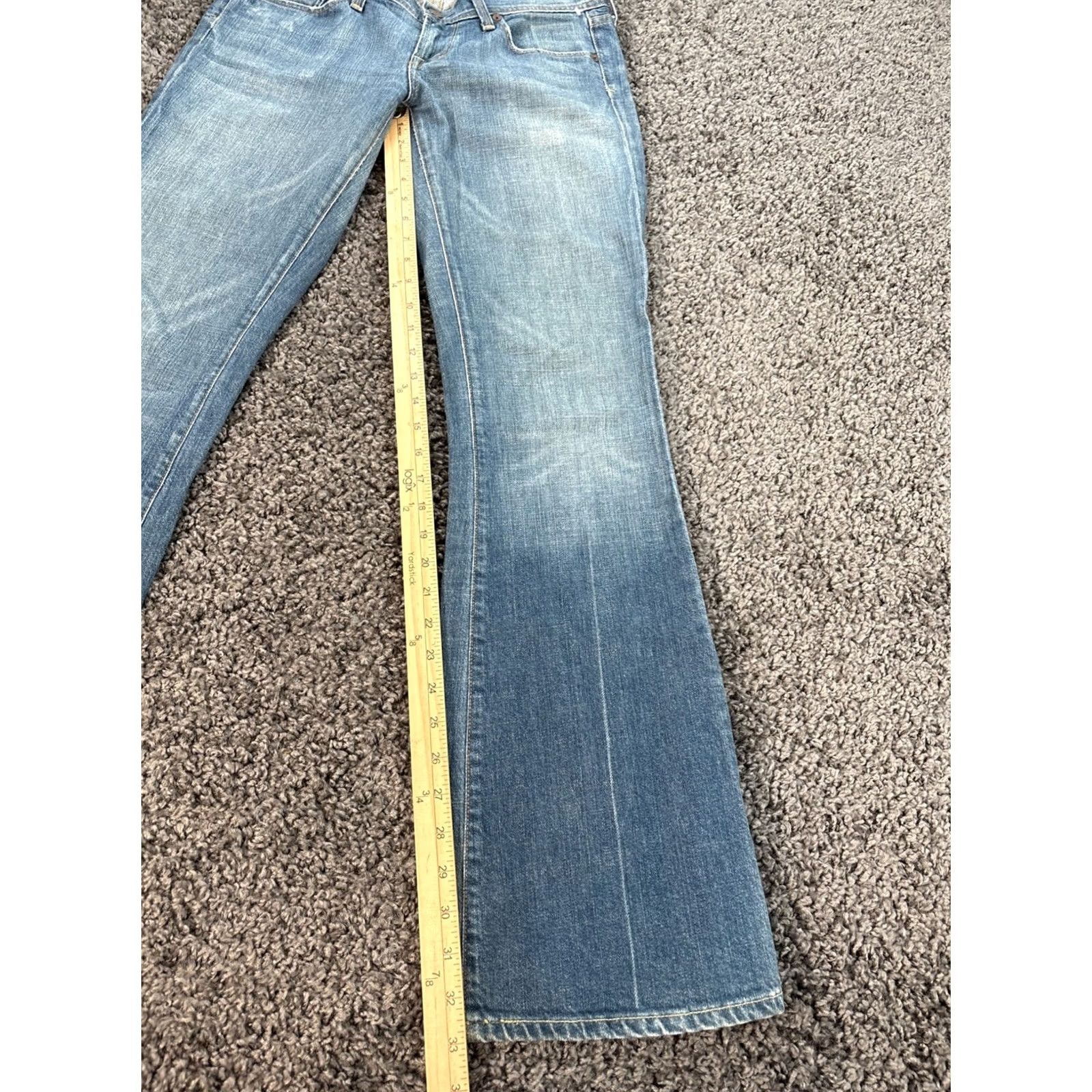 Citizens Of Humanity Citizens of Humanity Jeans Womens 29x33 Ingrid Low Waist Flare Stretch Western Bootcut Denim Blue Bohemian Distressed USA Size 29" - 2 Thumbnail