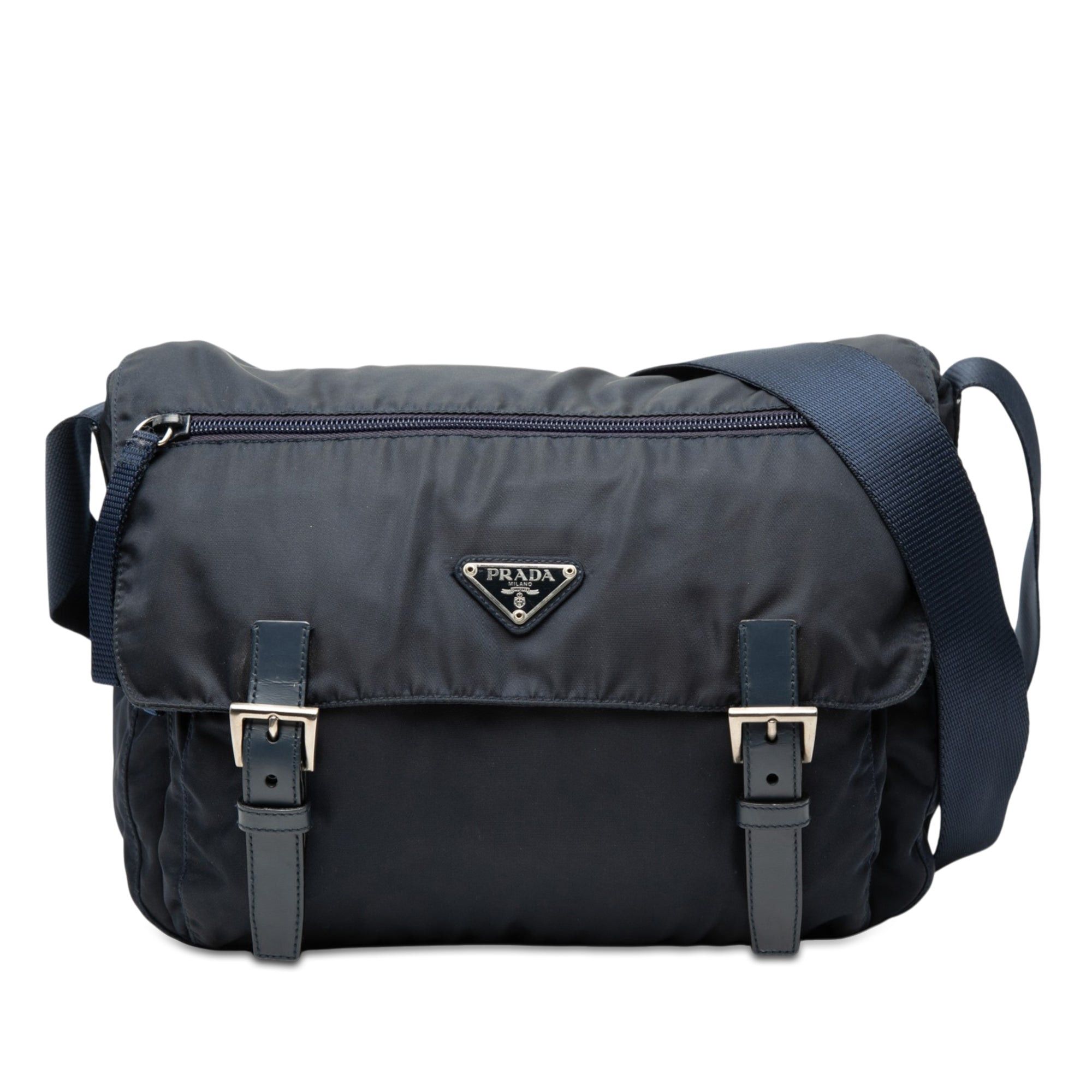 Prada Tessuto Zip Double Buckle Messenger Bag Size ONE SIZE - 1 Thumbnail