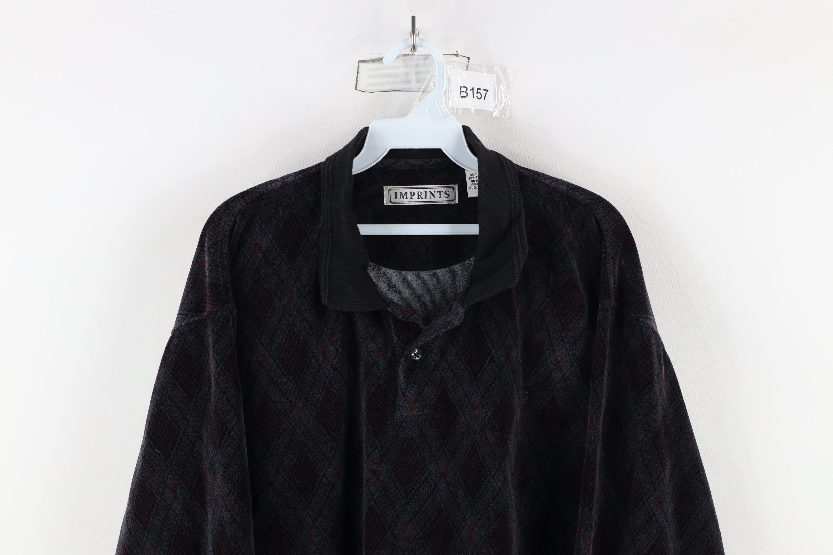 Vintage Vintage 90s Streetwear Argyle Long Sleeve Rugby Polo Shirt Size US L / EU 52-54 / 3 - 2 Thumbnail