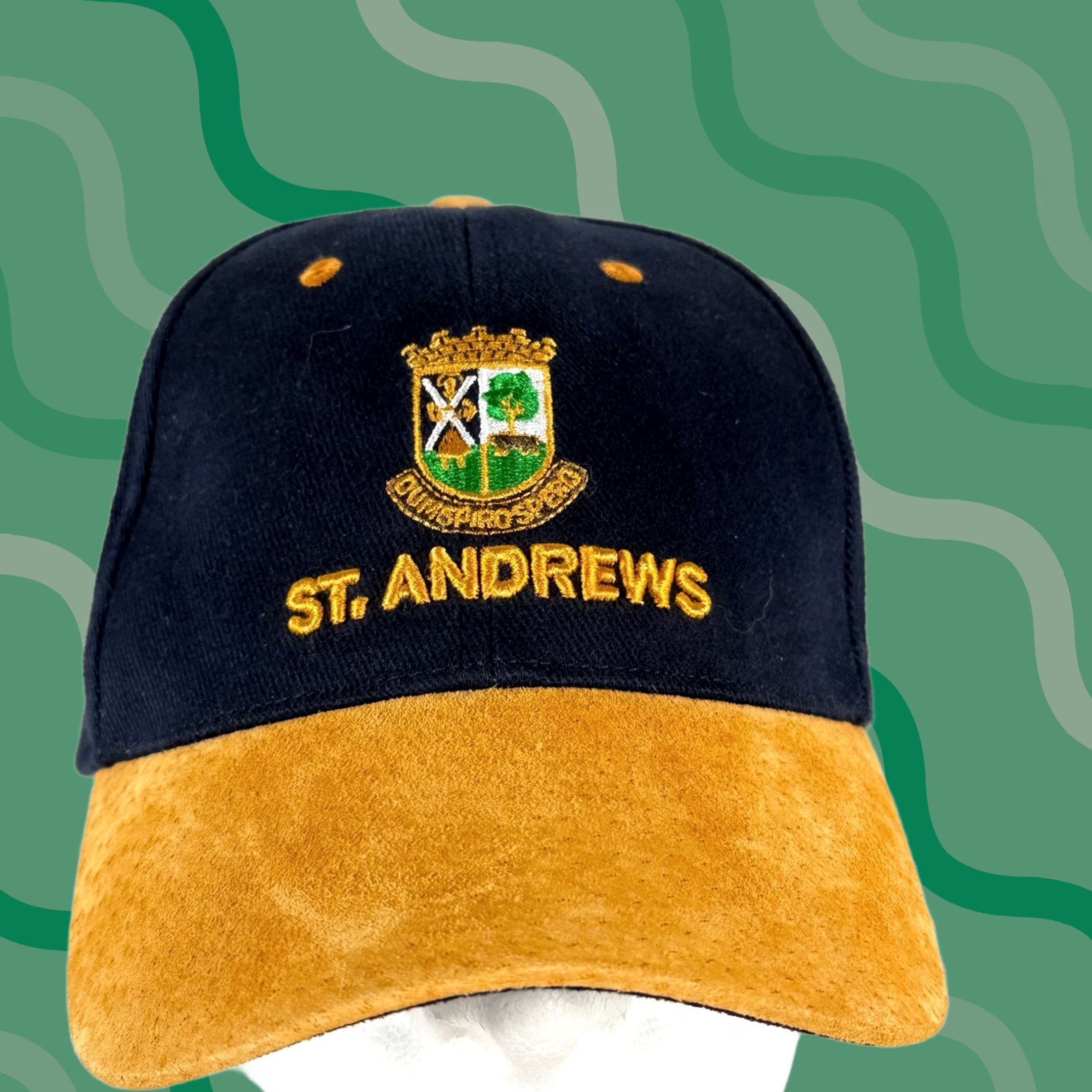 Harrods Golf Hat Mens One Size Navy Blue Suede Brim St Andrews Old Course Adjustable, Men's