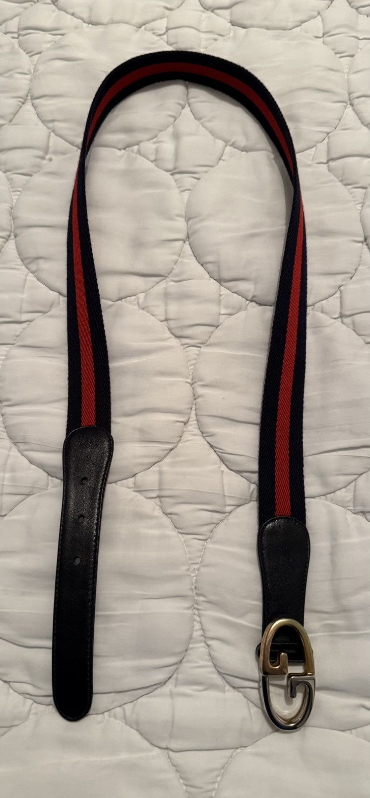 Gucci Vintage✨Gucci✨ GG Logo Buckle Authentic Leather/Fabric Belt Size 36 - 1 Thumbnail