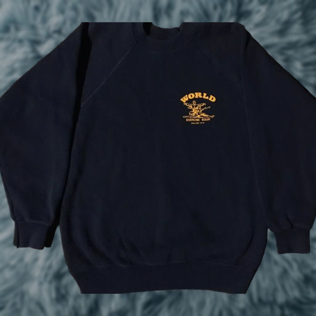 Vintage VINTAGE 80s Oakland Exercise Equipment Faded Sweatshirt XS Blue Weightlifting - Funny Mens Sweatshirt Size US XS / EU 42 / 0 - 1 Thumbnail