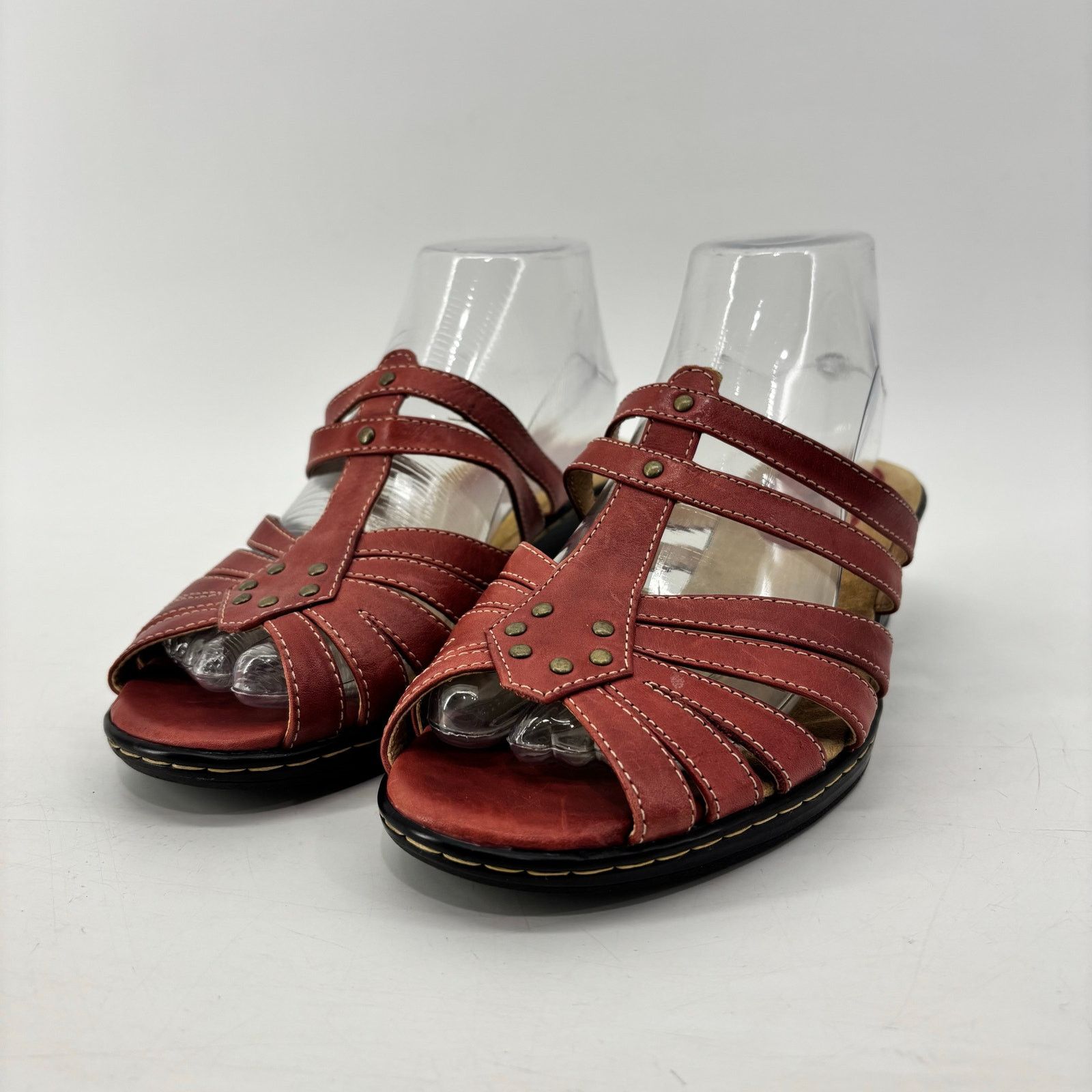 Vintage Softspots Leather Red Size 7.5 Womens Sandals Slip On Wedge Size ONE SIZE - 13 Thumbnail